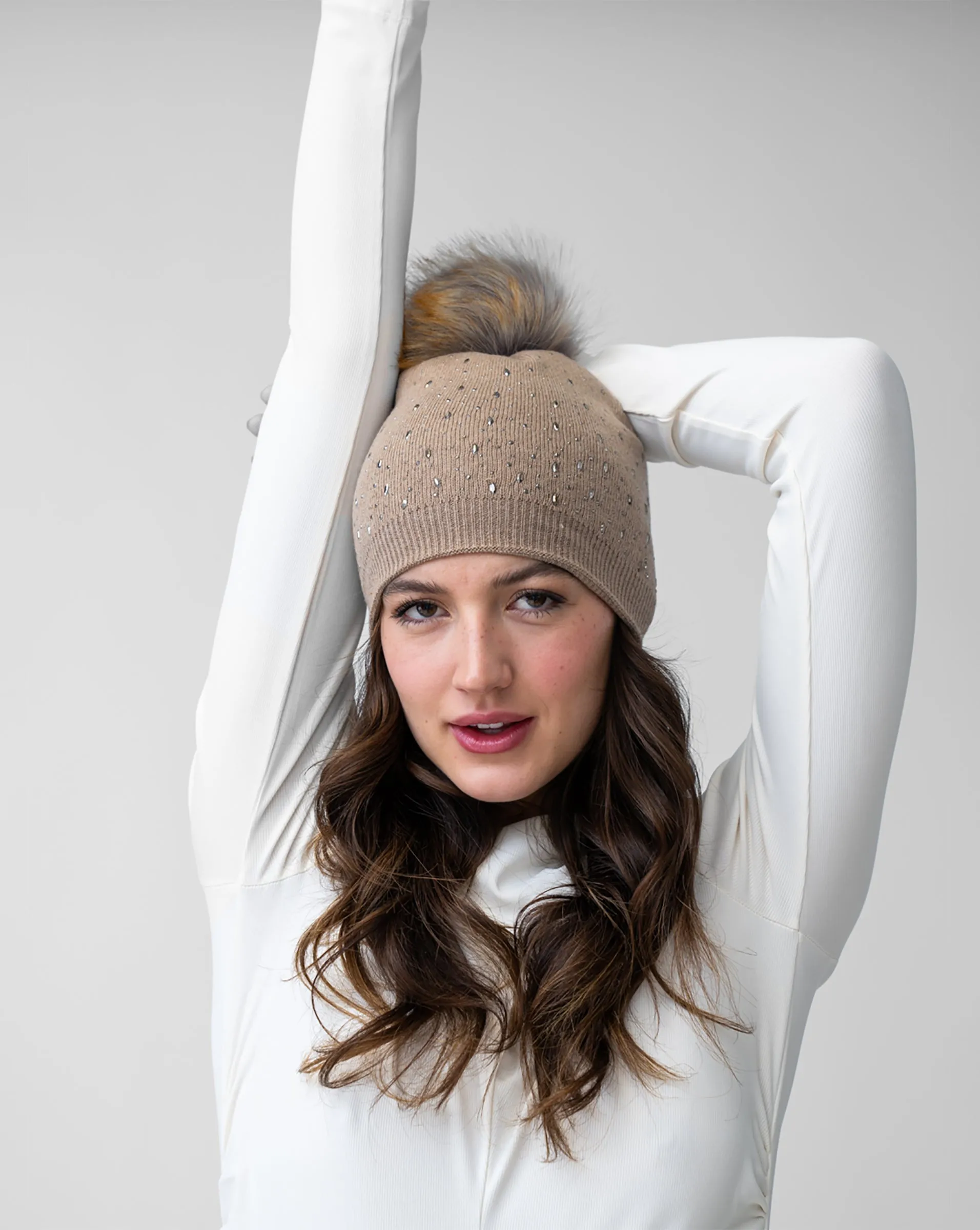 FINAL SALE - Crystal & Faux Fur Beanie Hat sold by Adrienne Landau product image thumbnail 2