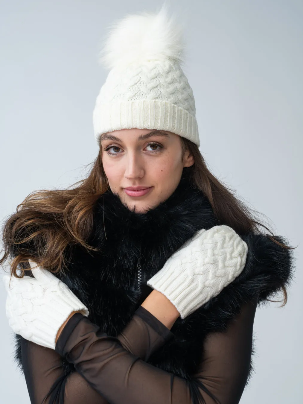 FINAL SALE - Cable Knit Hat & Glove Set sold by Adrienne Landau product image thumbnail 2