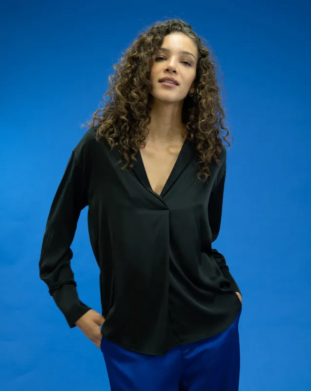 FINAL SALE - Notch Collar Long Sleeve Top sold by Adrienne Landau