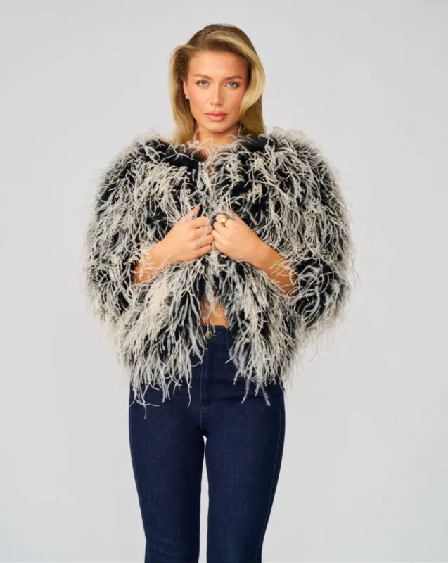 Confetti Ostrich Feather Jacket sold by Adrienne Landau