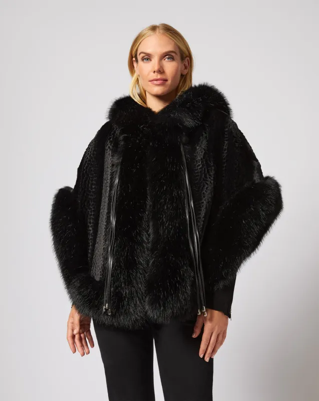 Mink Faux Fur Hooded Cape sold by Adrienne Landau