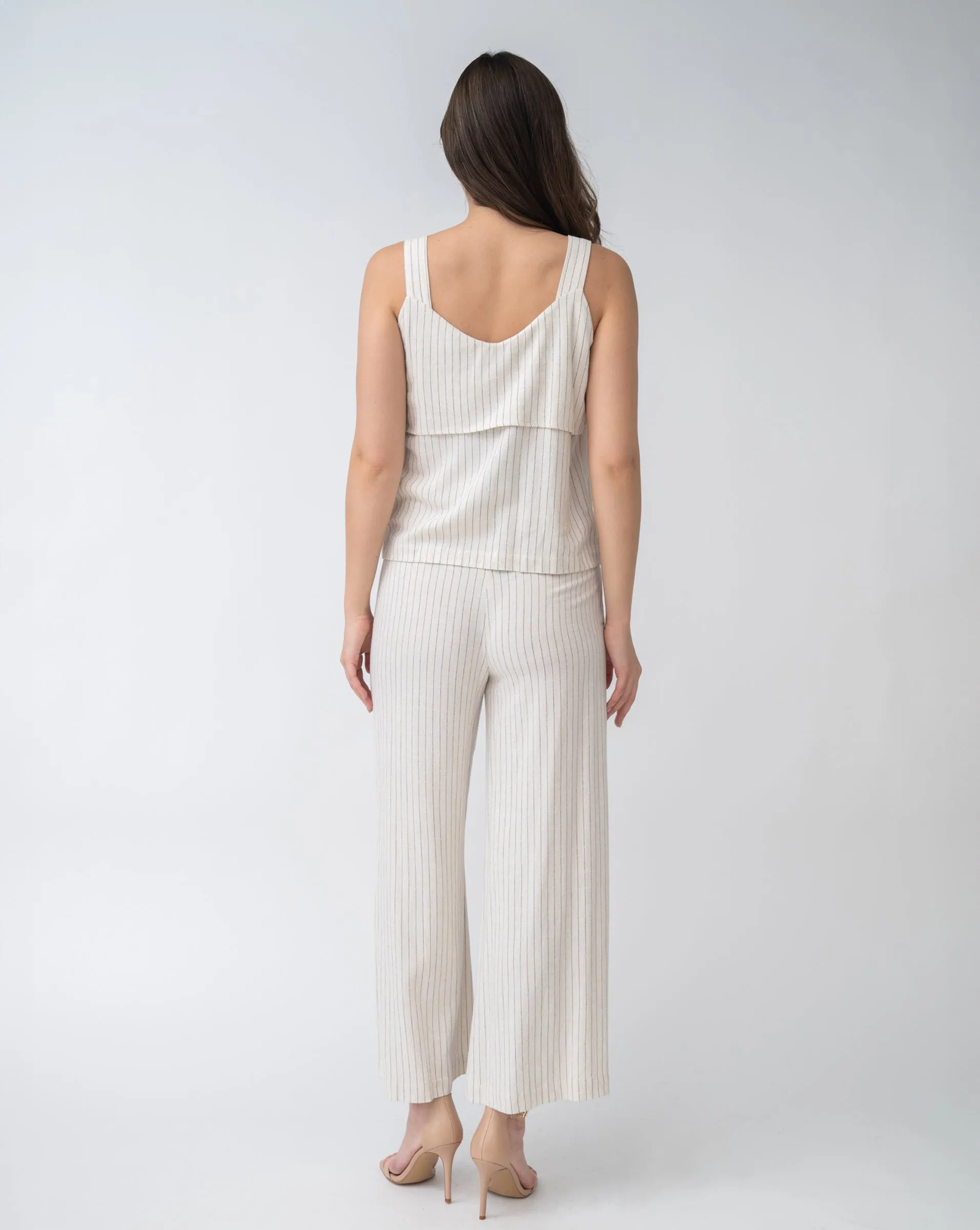 FINAL SALE - Pinstripe Linen Blend Sleeveless Top sold by Adrienne Landau product image thumbnail 3