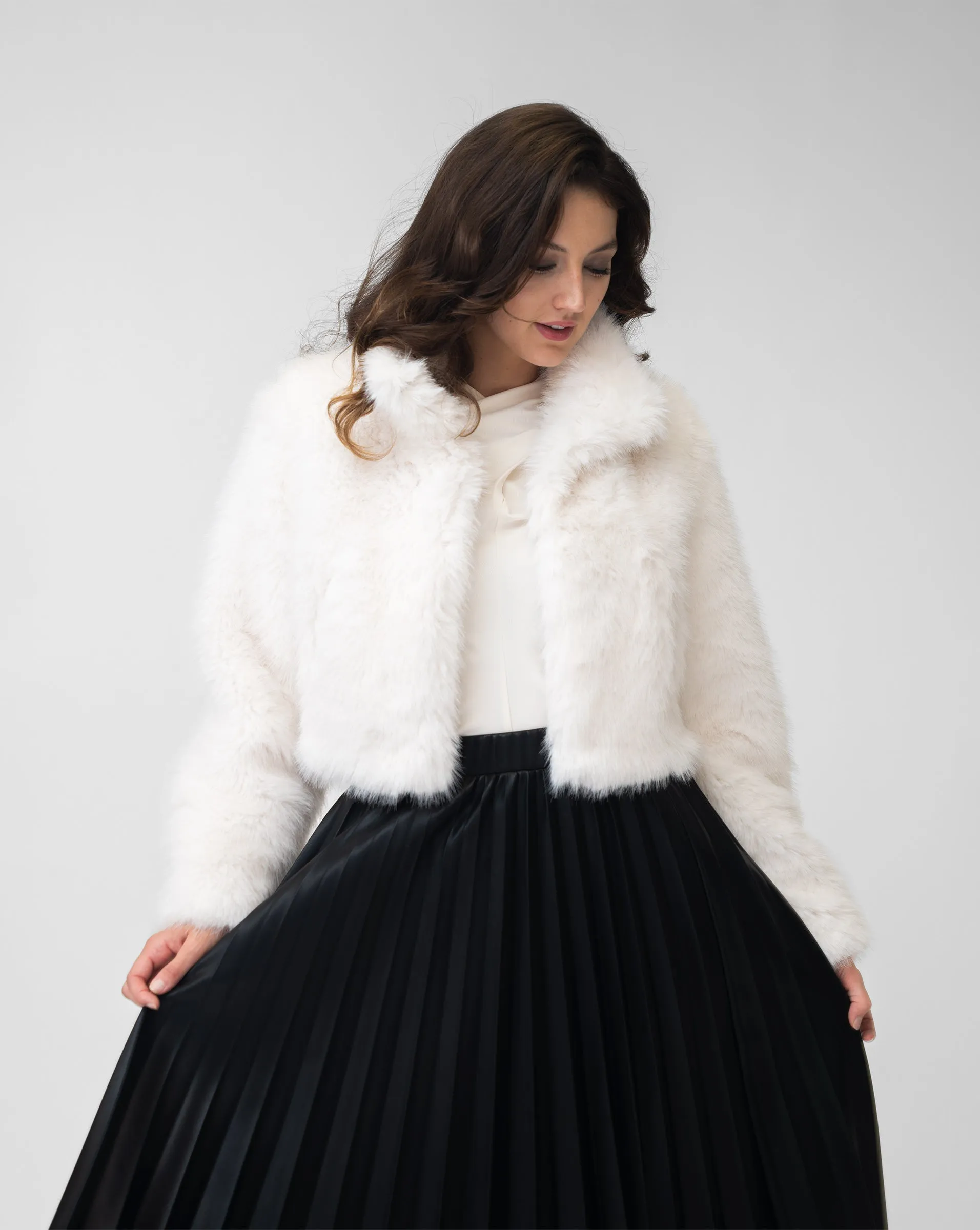 FINAL SALE - Opal Cropped Faux Fur Jacket sold by Adrienne Landau