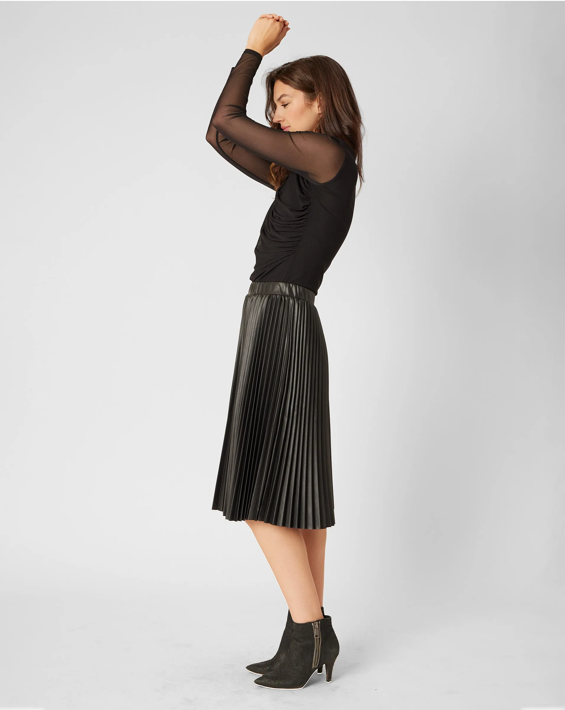 Pleated Faux Leather Skirt sold by Adrienne Landau product image thumbnail 3