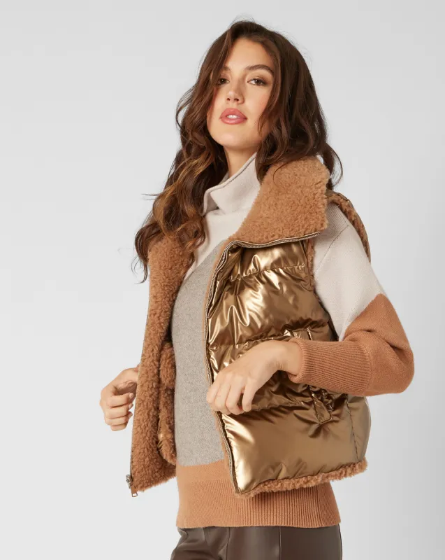 FINAL SALE - Metallic & Teddy Reversible Vest sold by Adrienne Landau