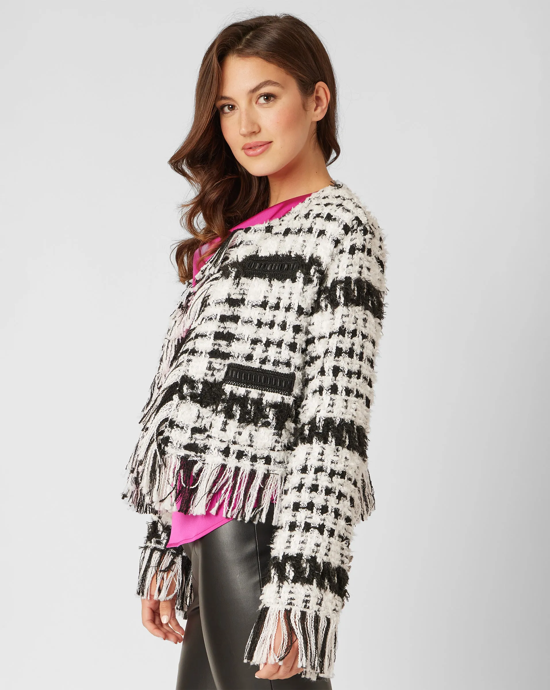 FINAL SALE - Boucle Tweed Fringe Jacket sold by Adrienne Landau product image thumbnail 4