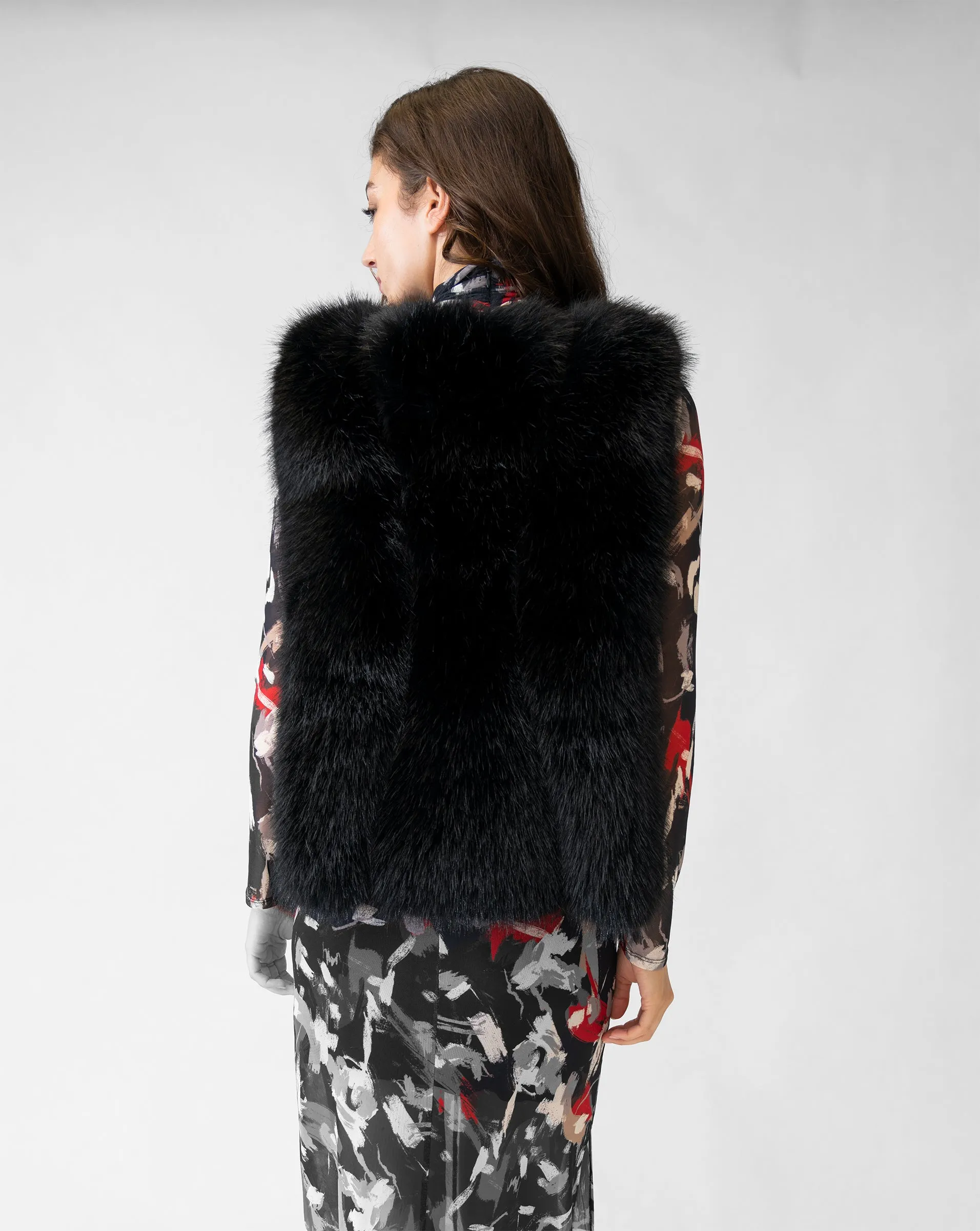 FINAL SALE - Snap Front Faux Fur & Faux Leather Vest sold by Adrienne Landau product image thumbnail 5