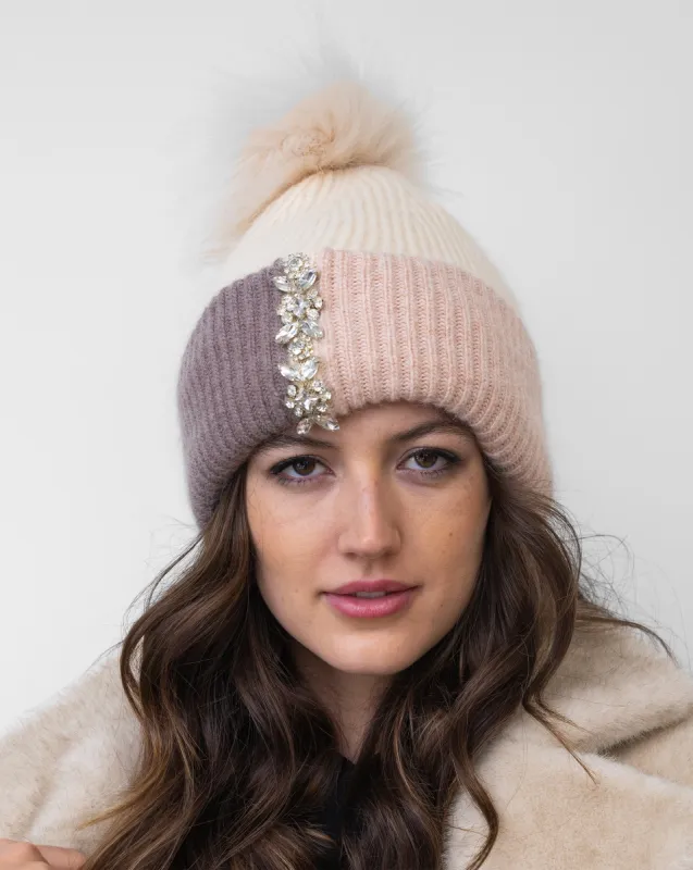 Color Block Knit Hat with Crystals sold by Adrienne Landau