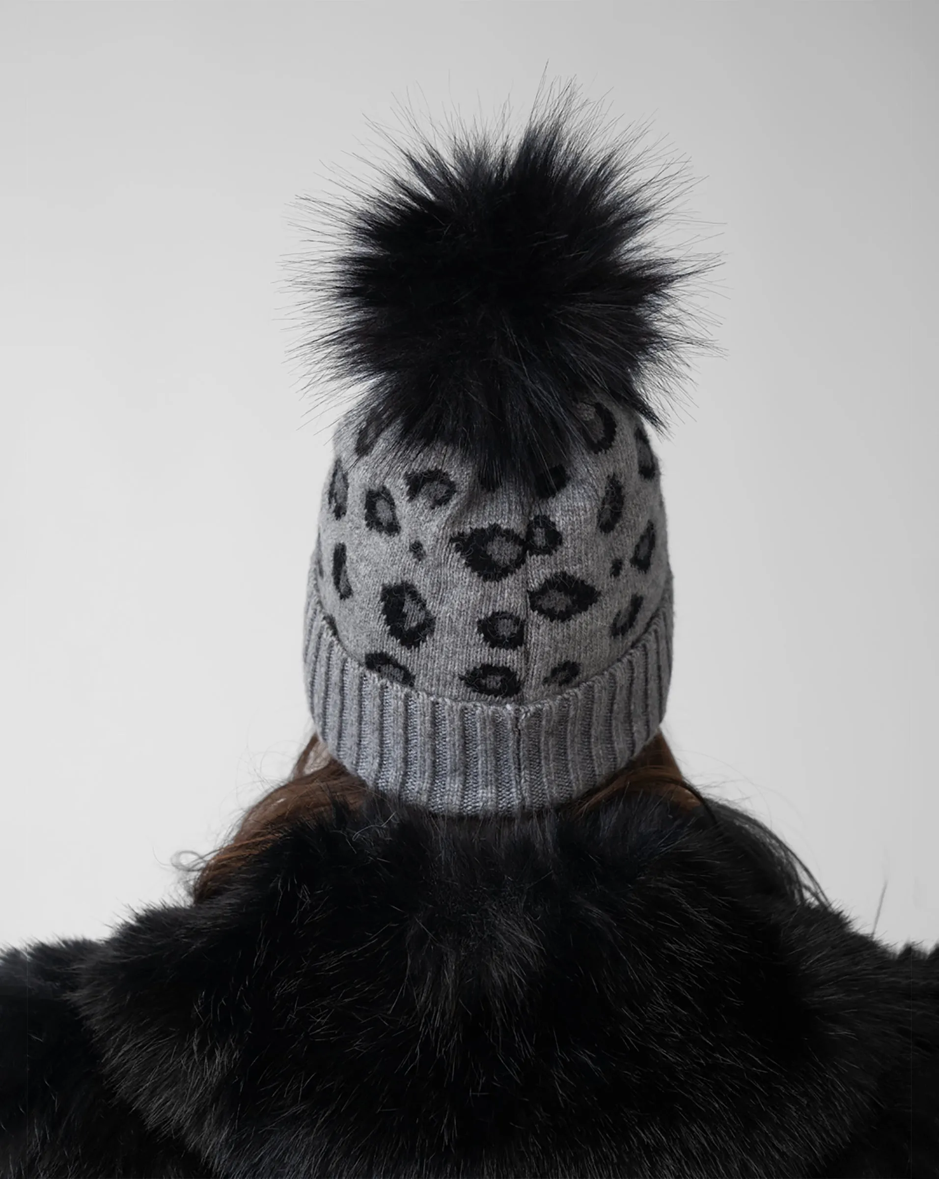 FINAL SALE - Animal Print Faux Fur Pom-Pom Hat sold by Adrienne Landau product image thumbnail 3