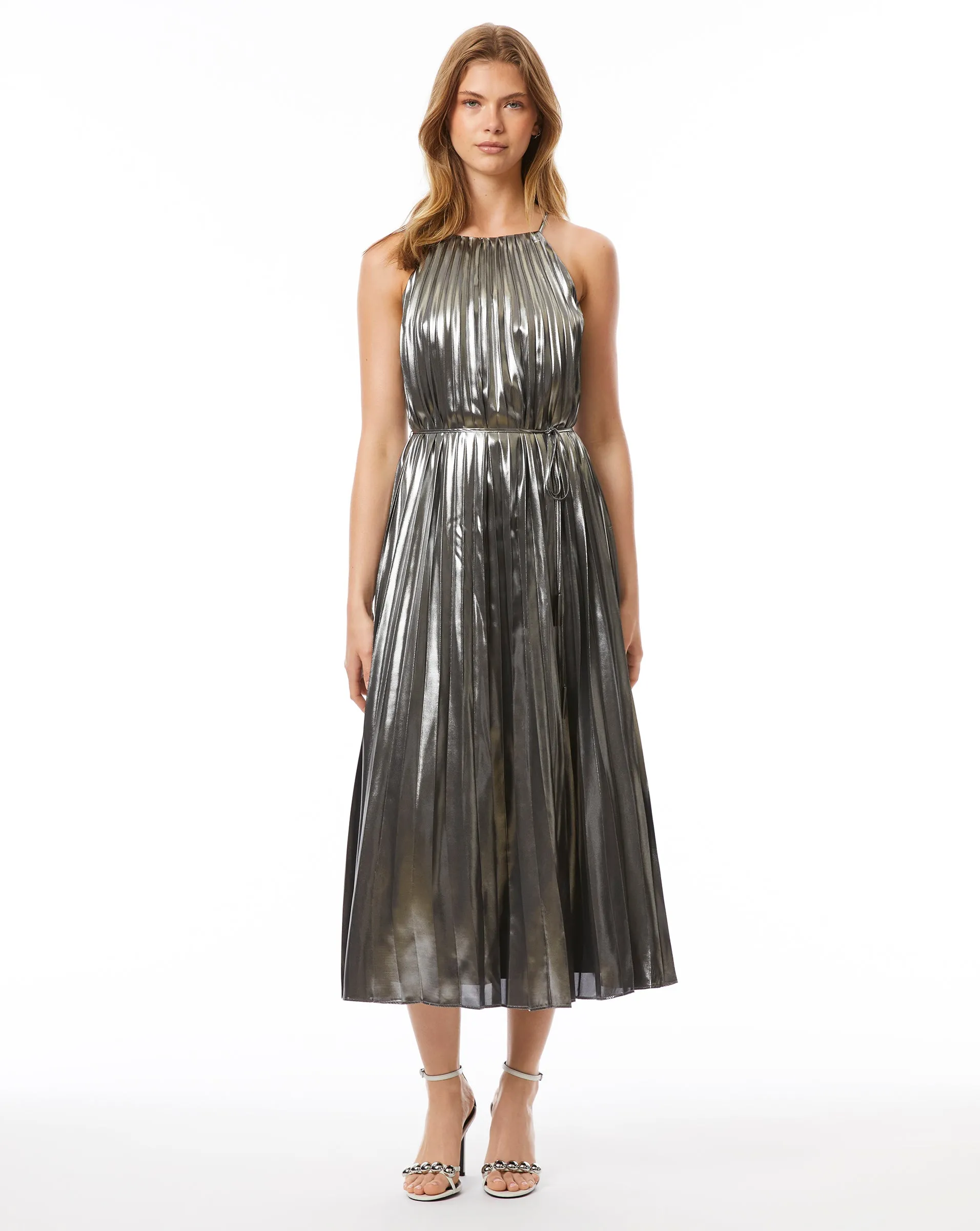 FINAL SALE - Metallic Silver Halter Dress sold by Adrienne Landau product image thumbnail 3