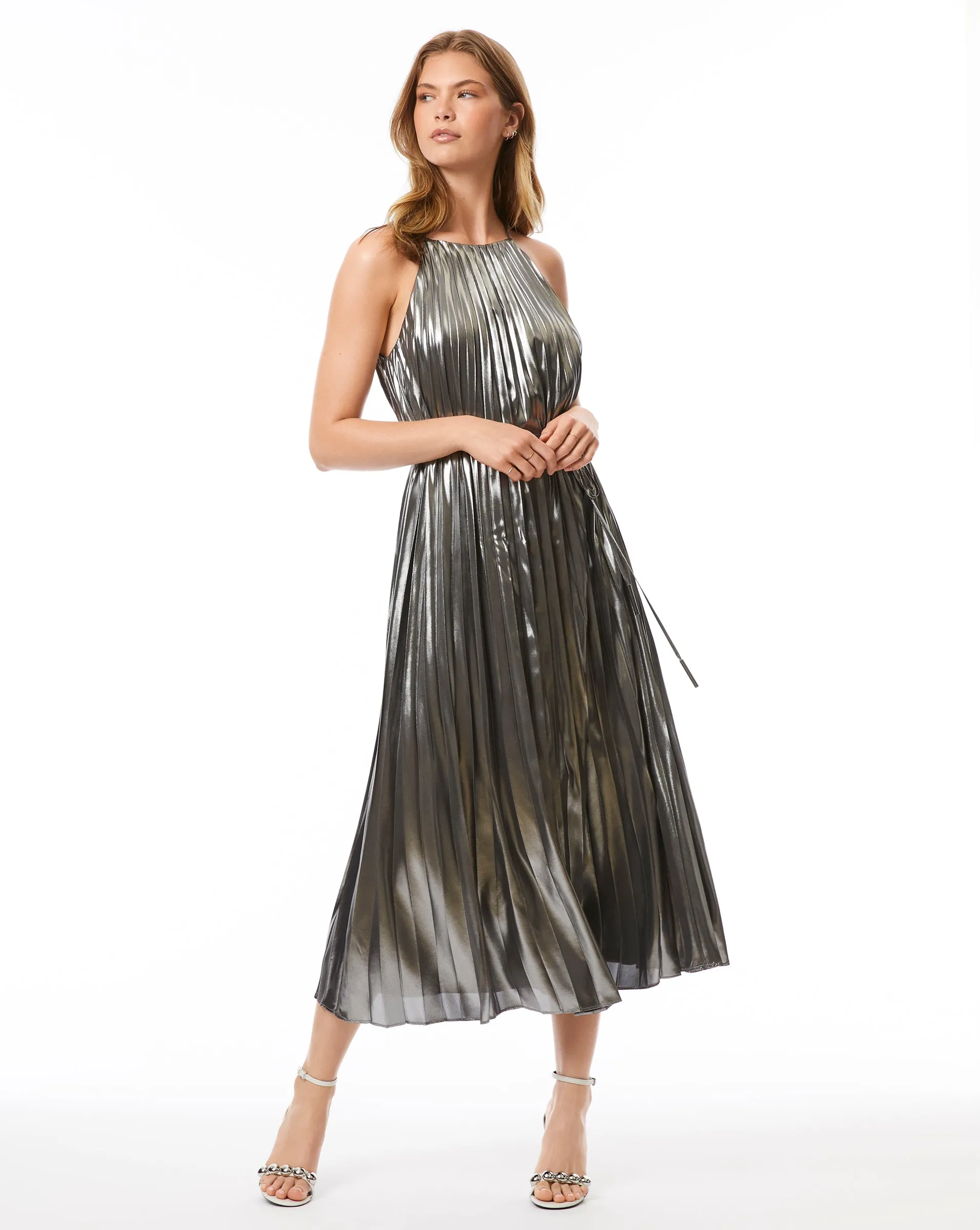 FINAL SALE - Metallic Silver Halter Dress sold by Adrienne Landau product image thumbnail 4