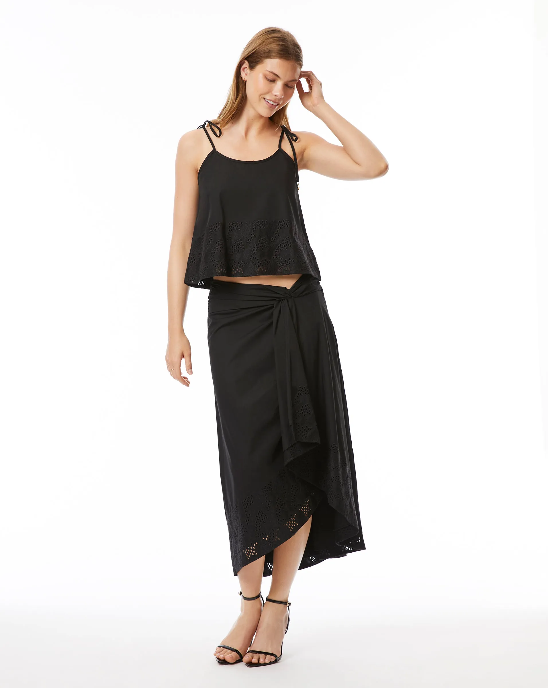 FINAL SALE - Eyelet Draped Skirt sold by Adrienne Landau product image thumbnail 4