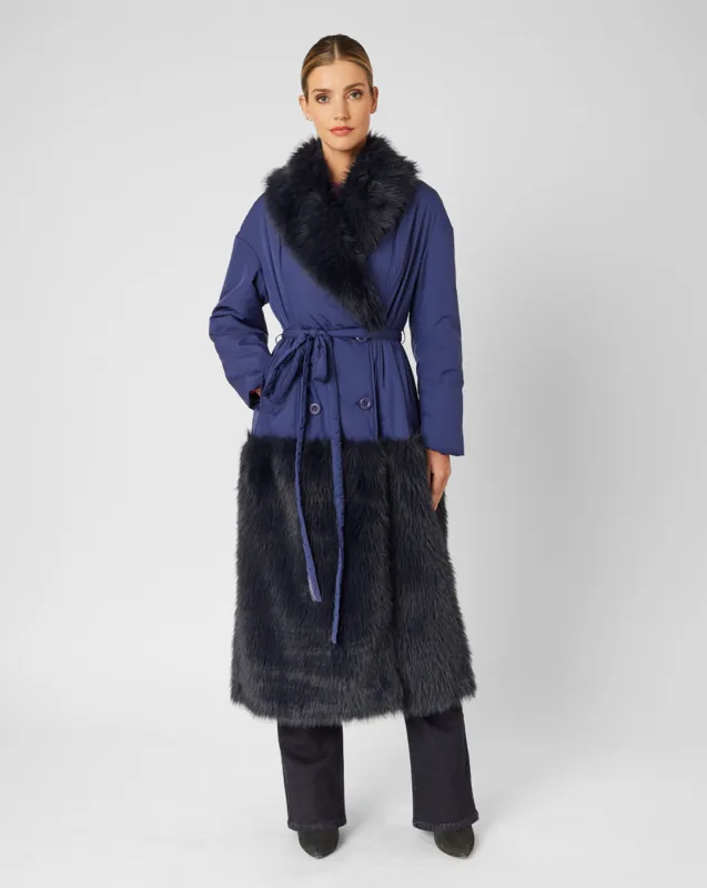 FINAL SALE - Faux Fur Trim Coat sold by Adrienne Landau
