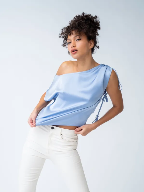 FINAL SALE - Lapis Off the Shoulder Top sold by Adrienne Landau