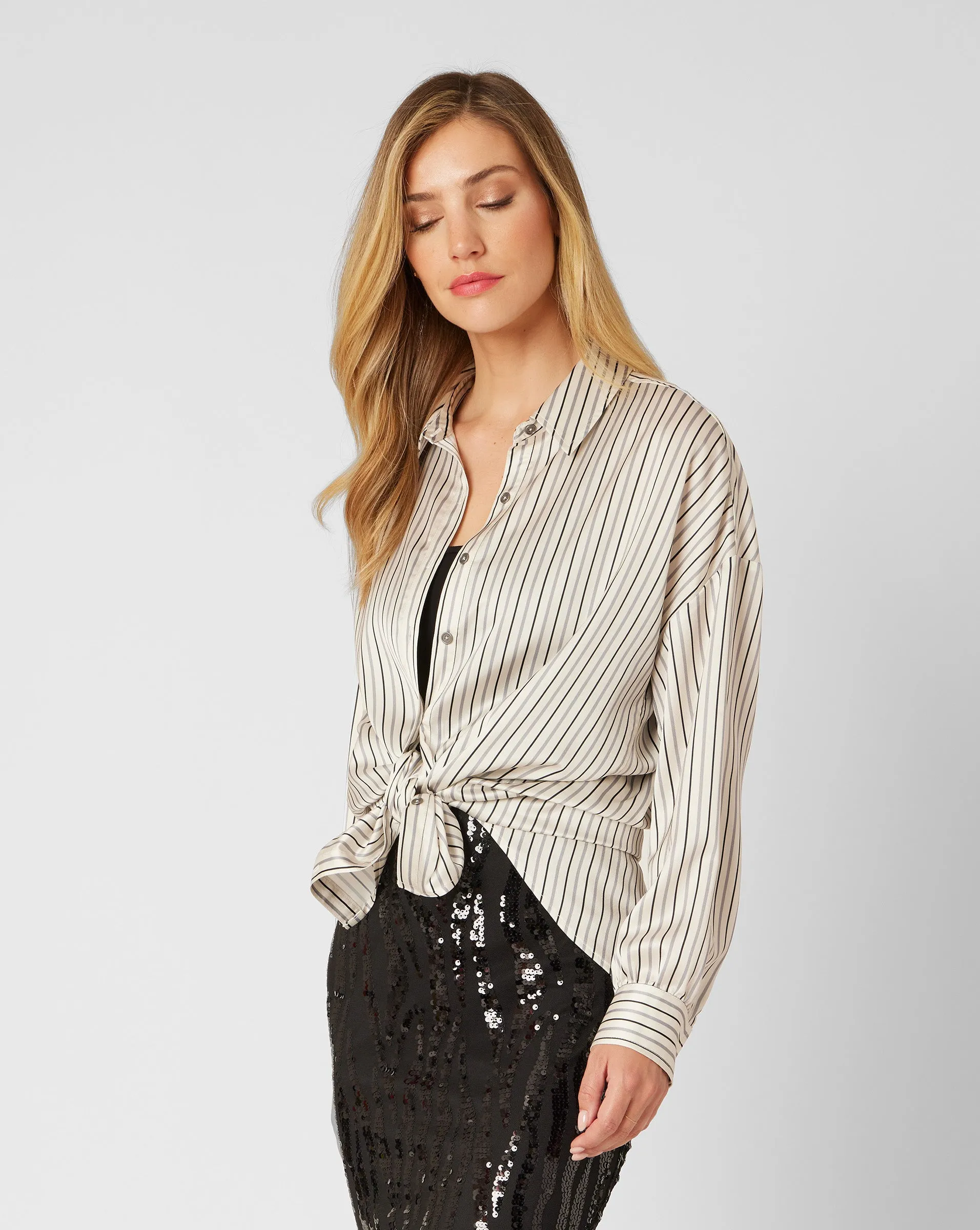 FINAL SALE - Aquamarine stripe blouse sold by Adrienne Landau product image thumbnail 2