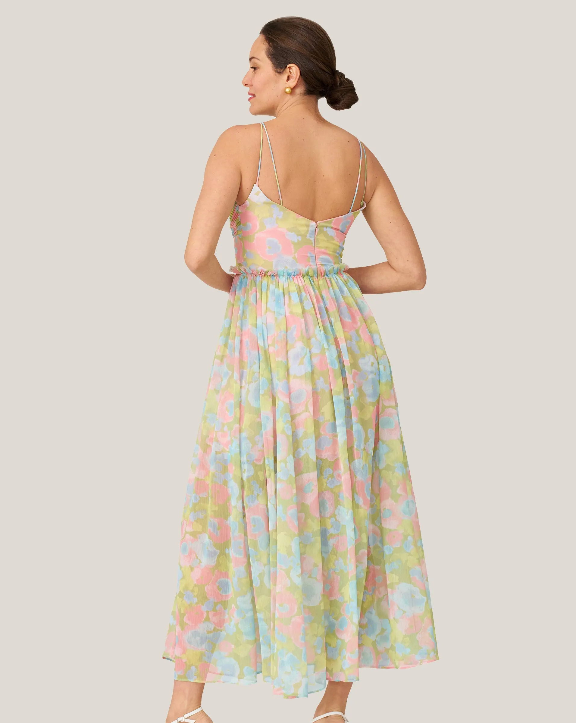 Floral Pleated Bodice Halter Midi Dress sold by Adrienne Landau product image thumbnail 4