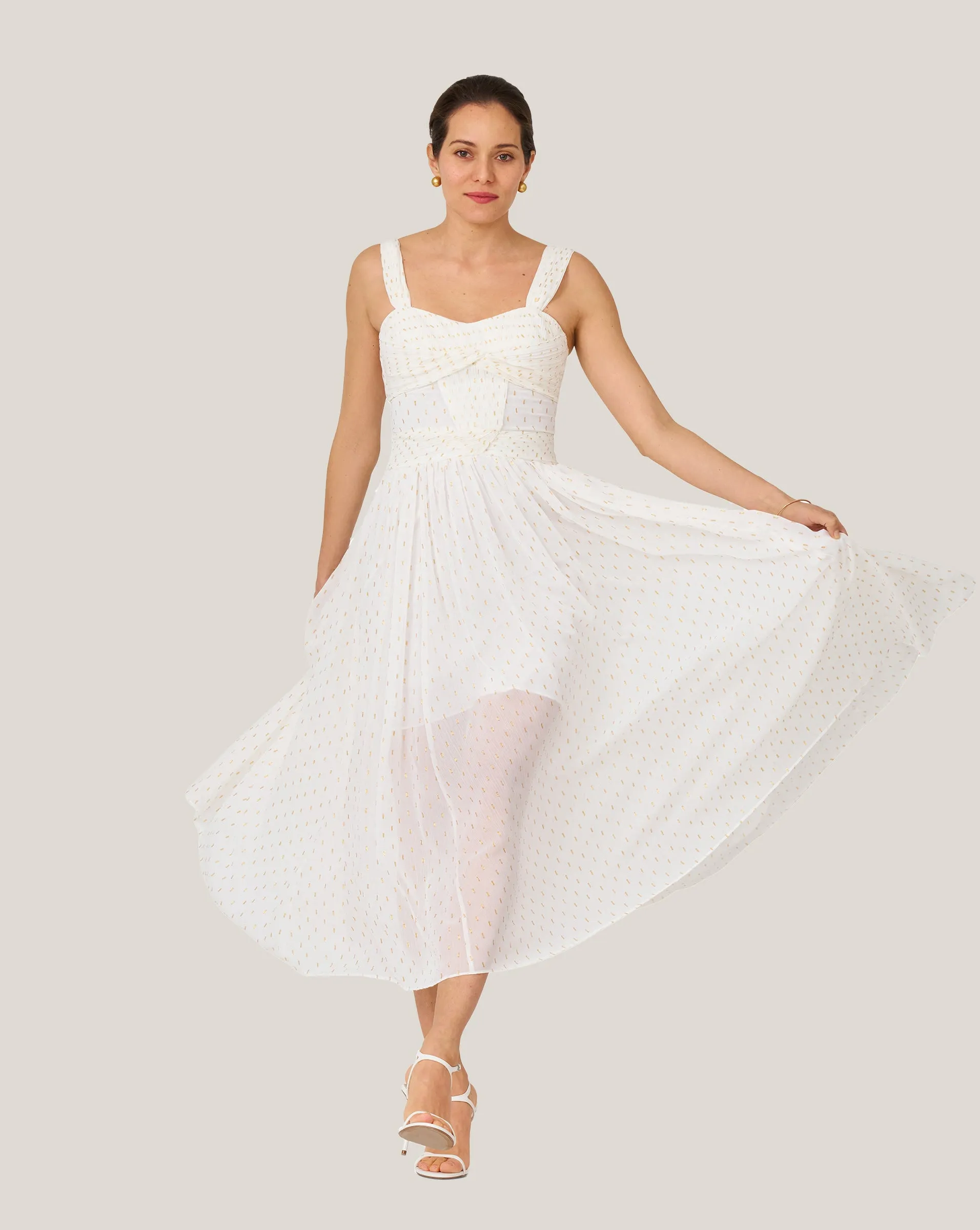 Metallic Print Twist Pleated Midi Dress sold by Adrienne Landau product image thumbnail 5