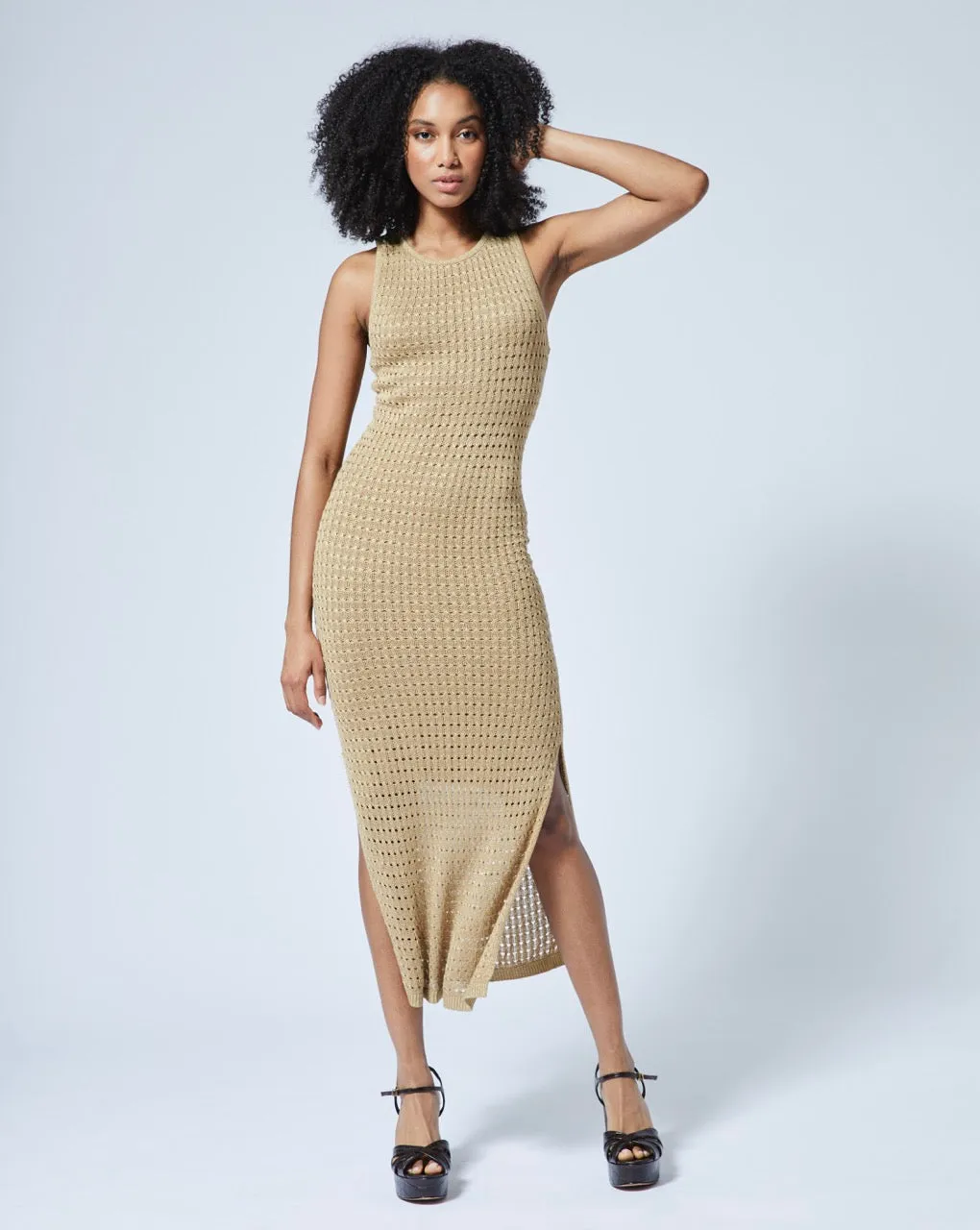 Final Sale - Lurex Sleeveless Sweater Dress sold by Adrienne Landau