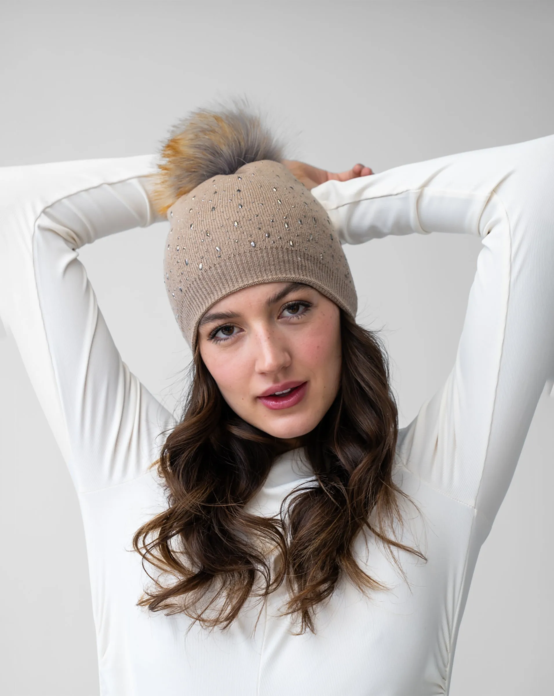 Crystal & Faux Fur Beanie Hat sold by Adrienne Landau product image thumbnail 3