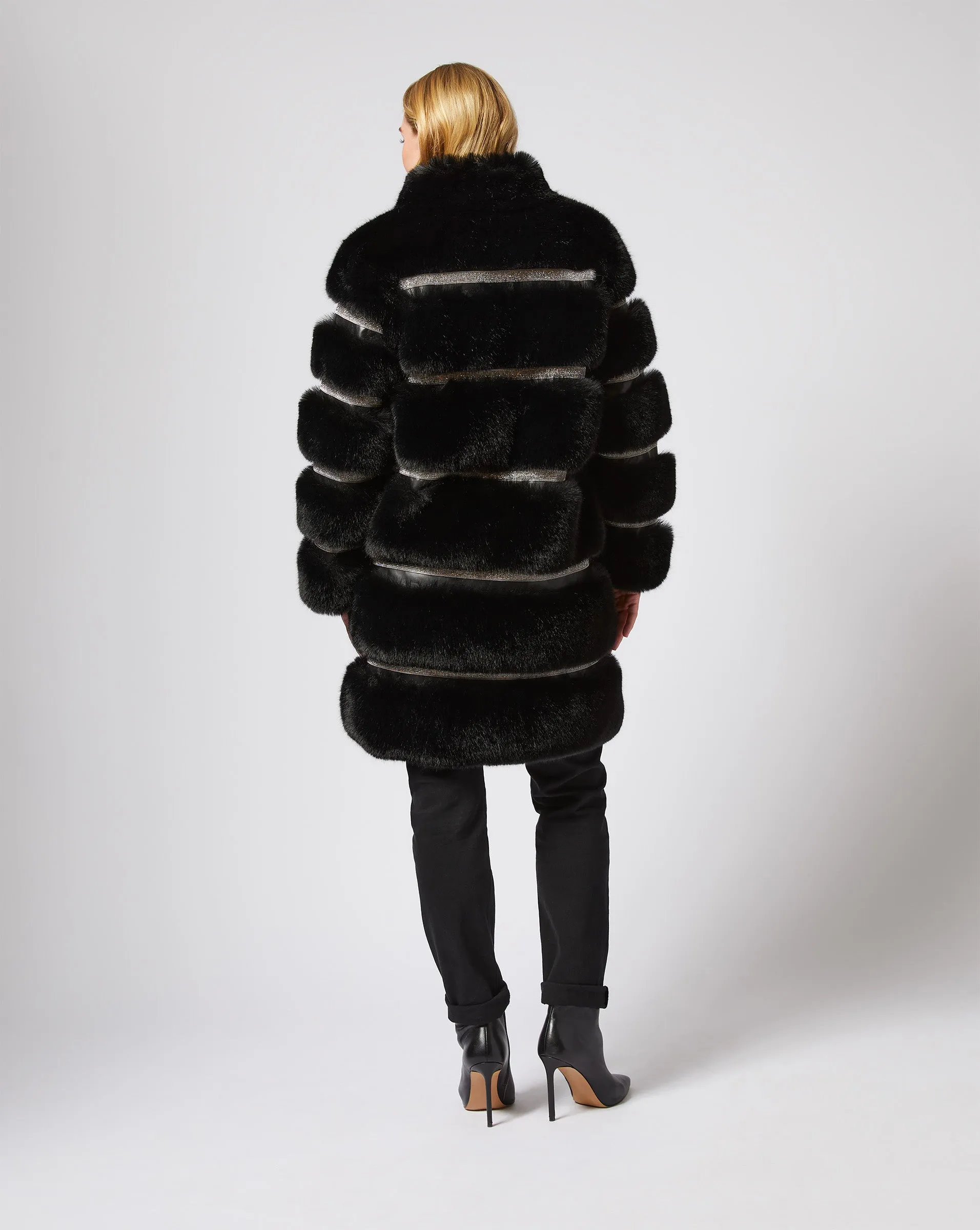 Luxe Diamond & Fox Faux Fur Coat sold by Adrienne Landau product image thumbnail 4