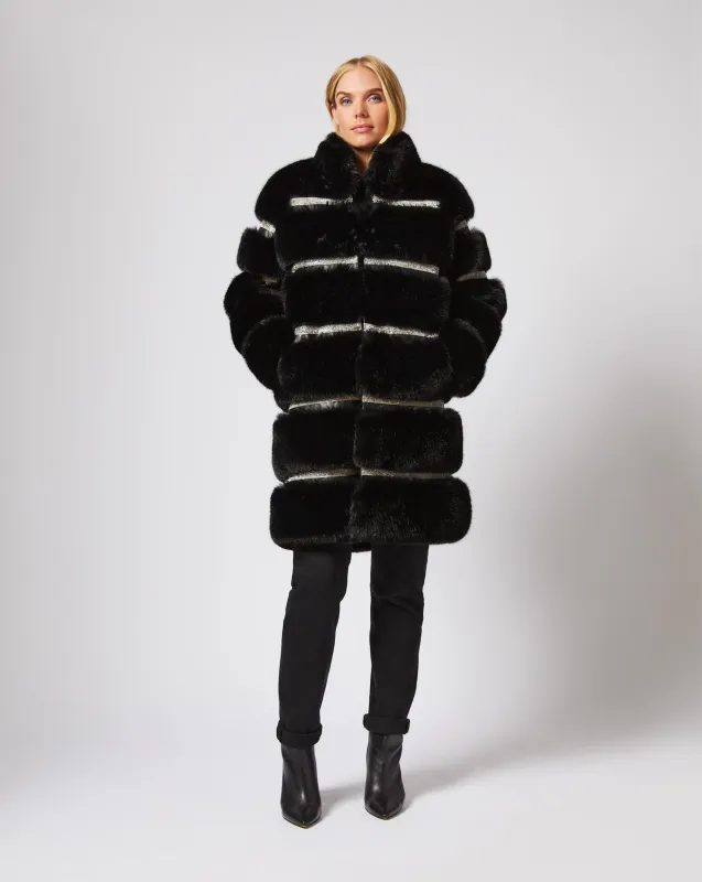Luxe Diamond & Fox Faux Fur Coat sold by Adrienne Landau