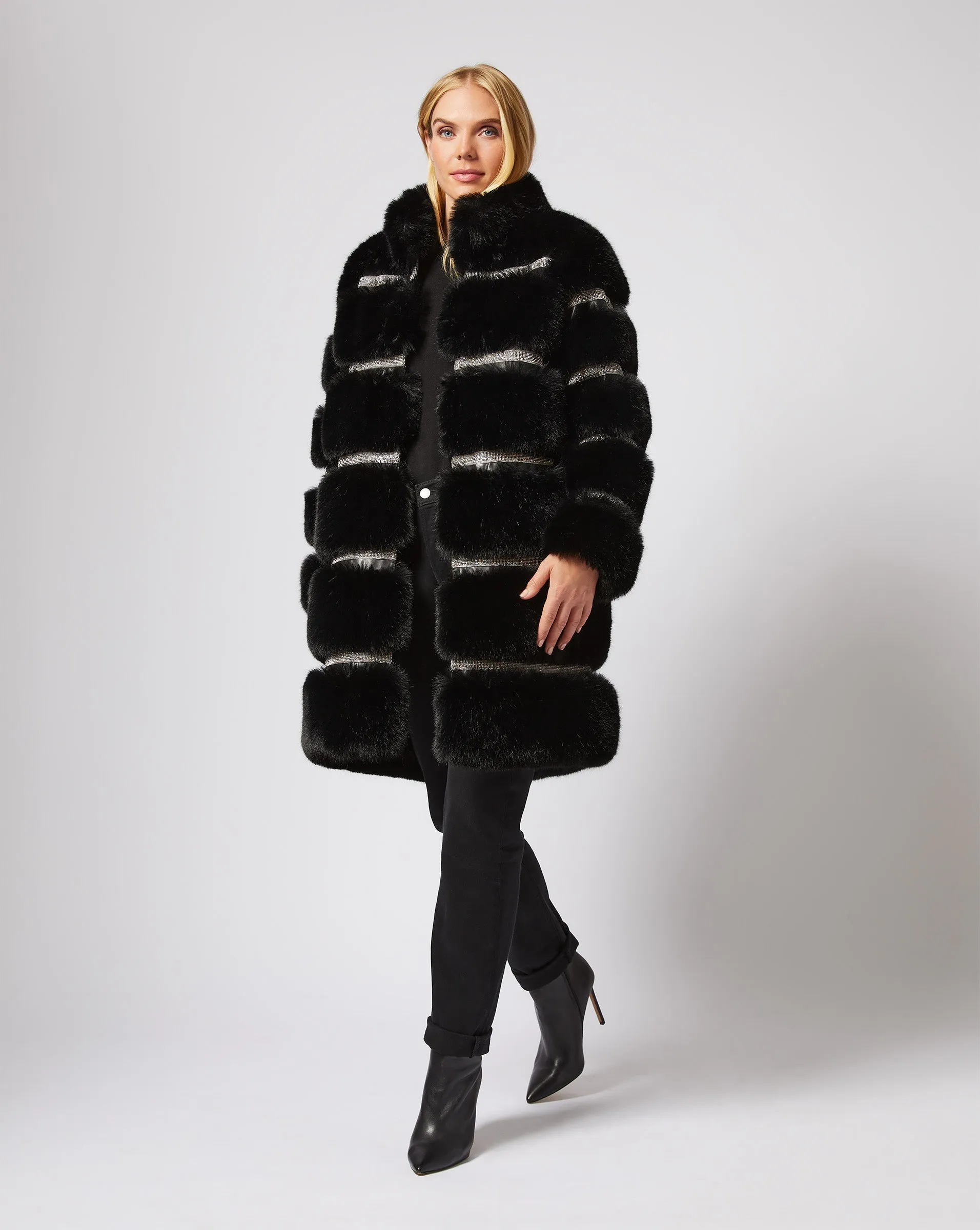 Luxe Diamond & Fox Faux Fur Coat sold by Adrienne Landau product image thumbnail 2