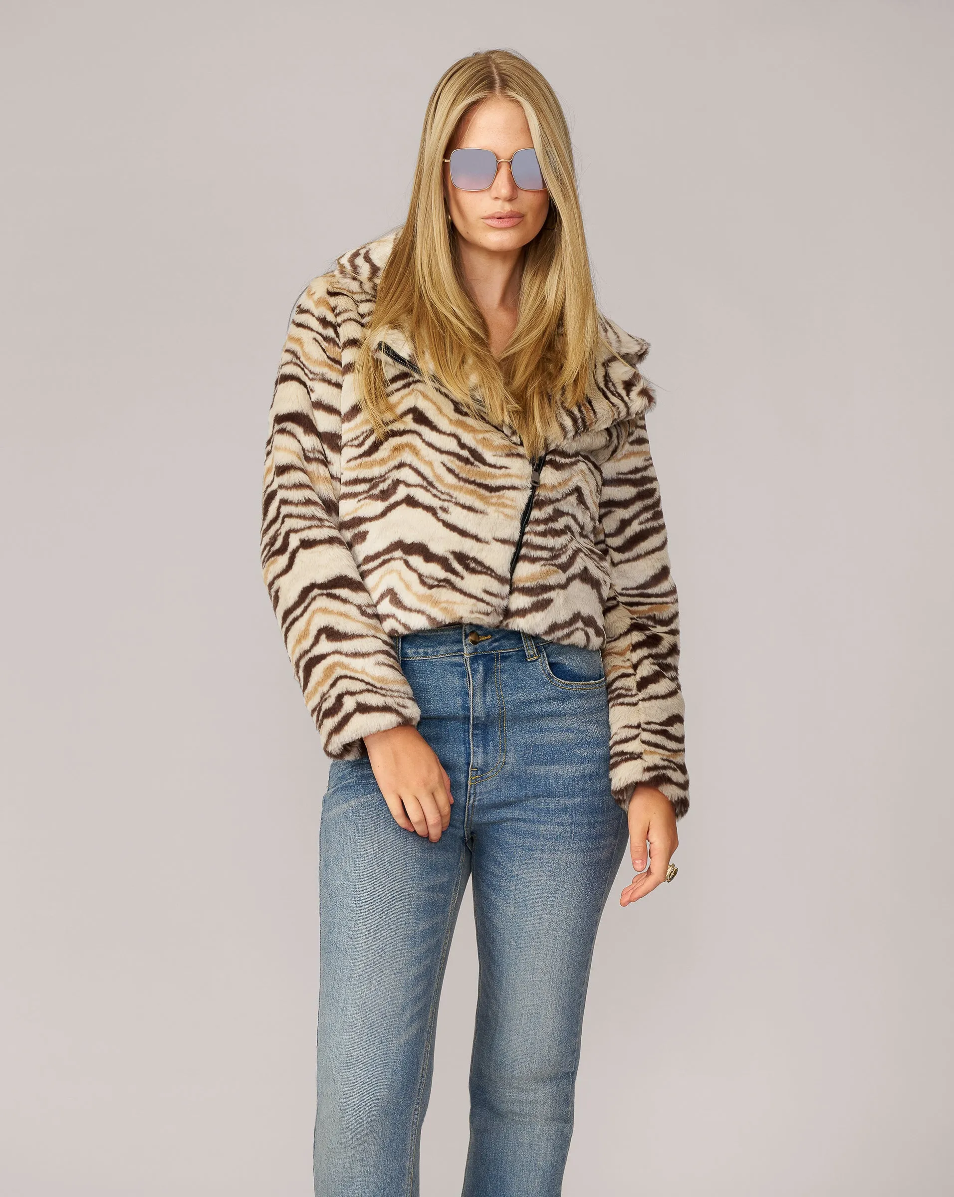 Moto Mink Faux Fur Jacket sold by Adrienne Landau product image thumbnail 5