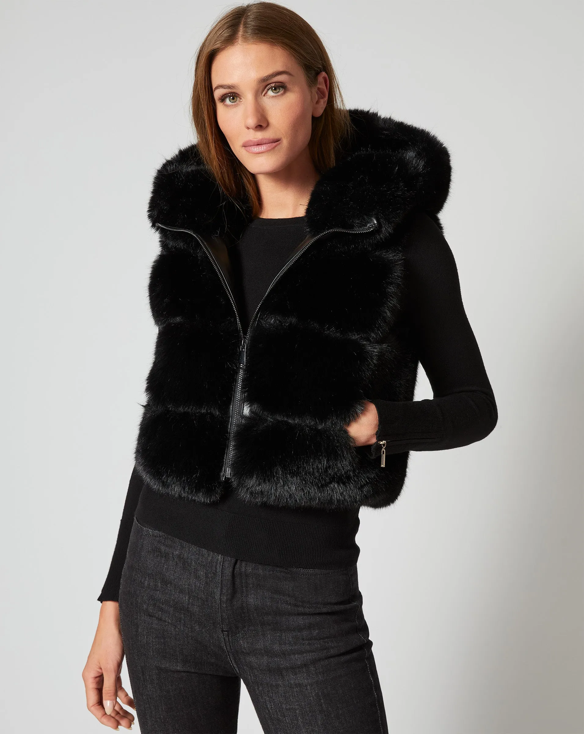 Landau Fox Faux Fur Hooded Vest sold by Adrienne Landau