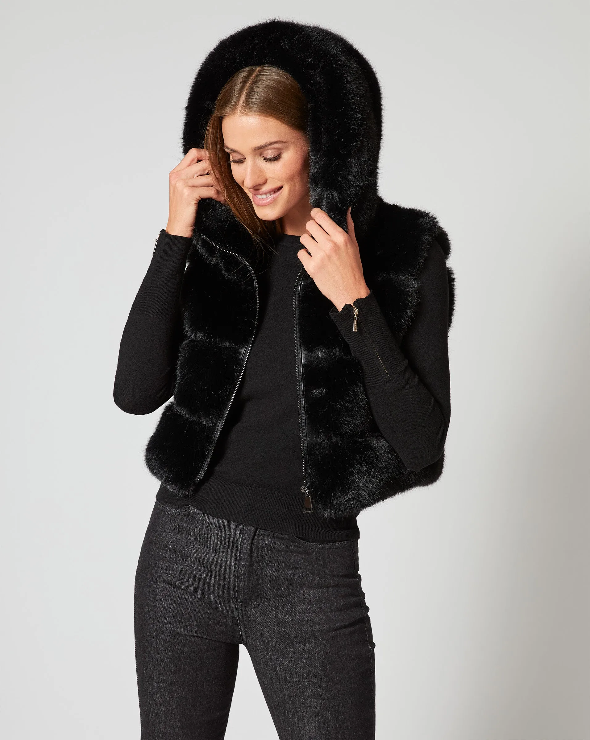 Landau Fox Faux Fur Hooded Vest sold by Adrienne Landau product image thumbnail 2