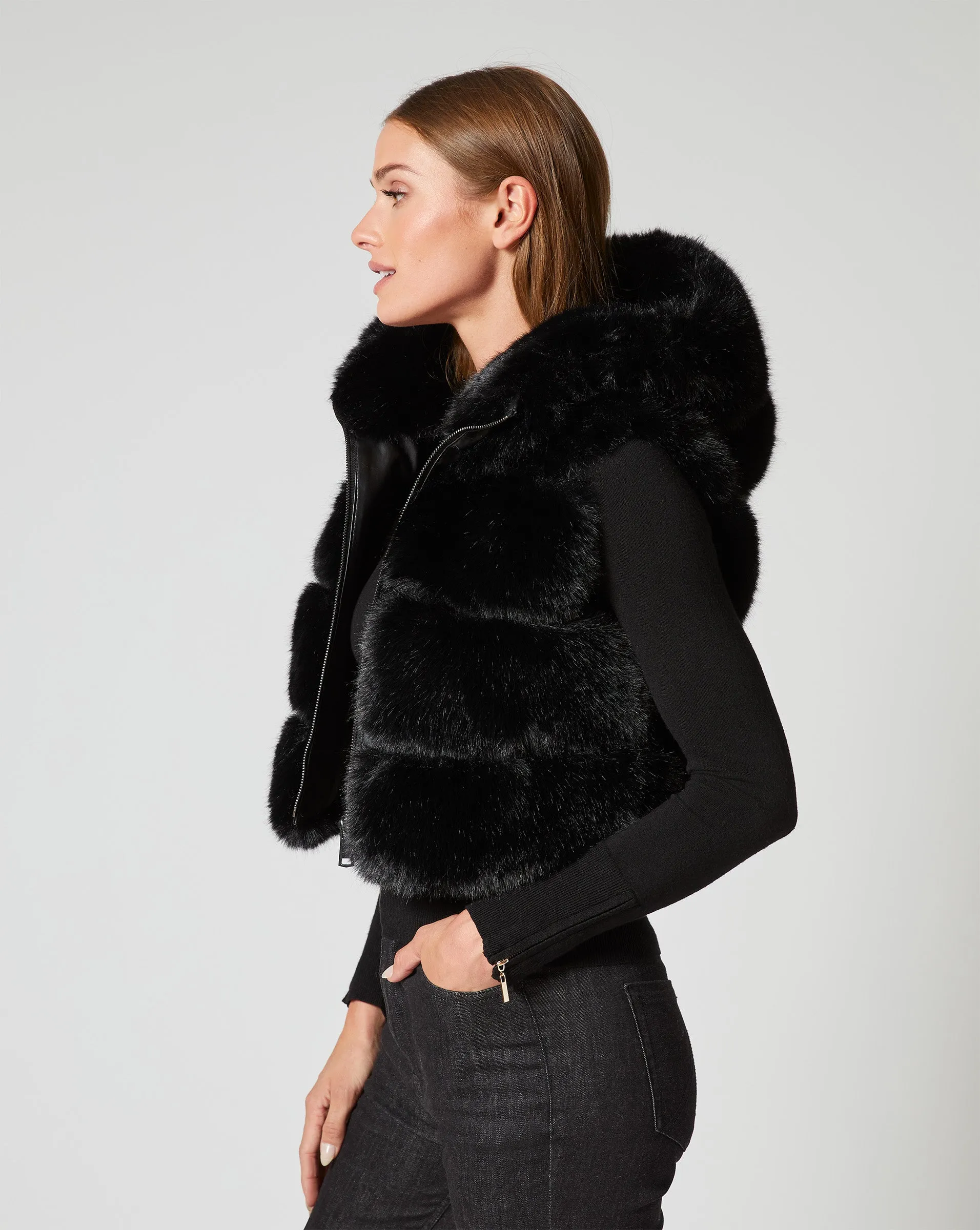 Landau Fox Faux Fur Hooded Vest sold by Adrienne Landau product image thumbnail 3