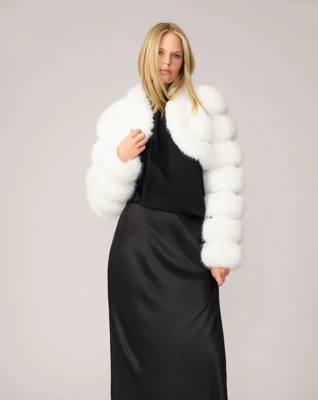 Cropped Channel Quilt Fox Faux Fur Jacket sold by Adrienne Landau