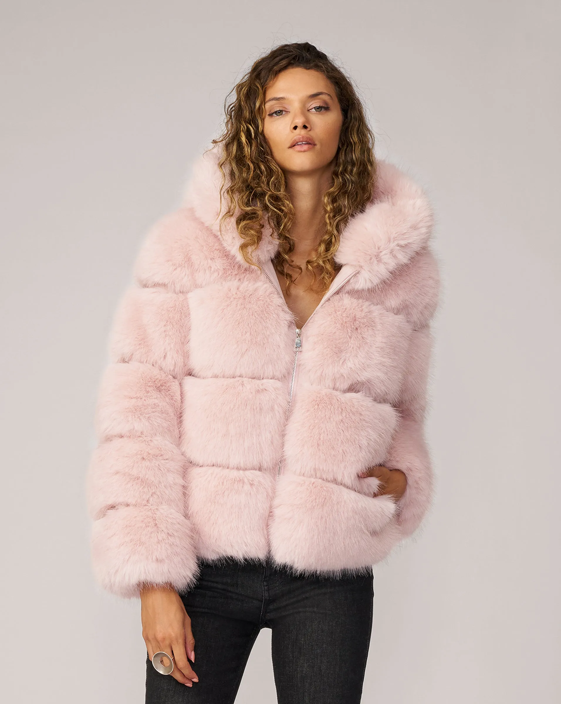 Landau Hooded Fox Faux Fur Jacket sold by Adrienne Landau