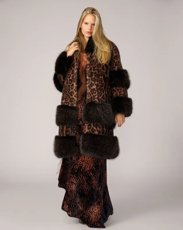 Suzie Cheetah Faux Pony Hair & Faux Fur Panel Coat sold by Adrienne Landau