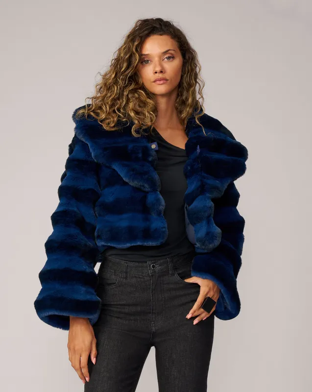 Shawl Collar Chinchilla Faux Fur Jacket sold by Adrienne Landau