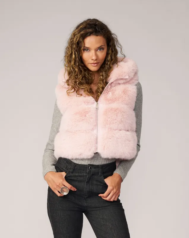 Landau Fox Faux Fur Hooded Vest sold by Adrienne Landau