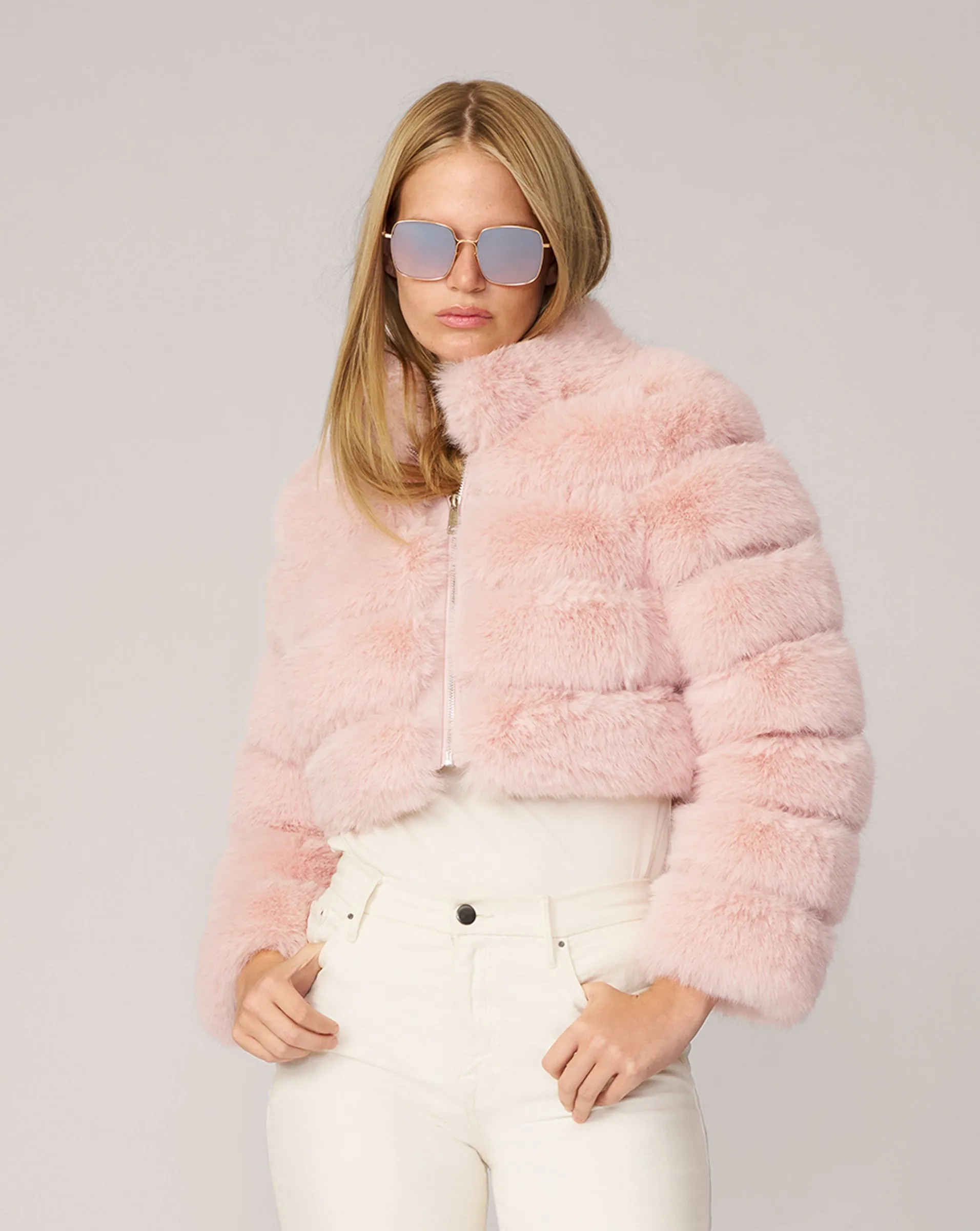 High Collar Fox Faux Fur Jacket sold by Adrienne Landau