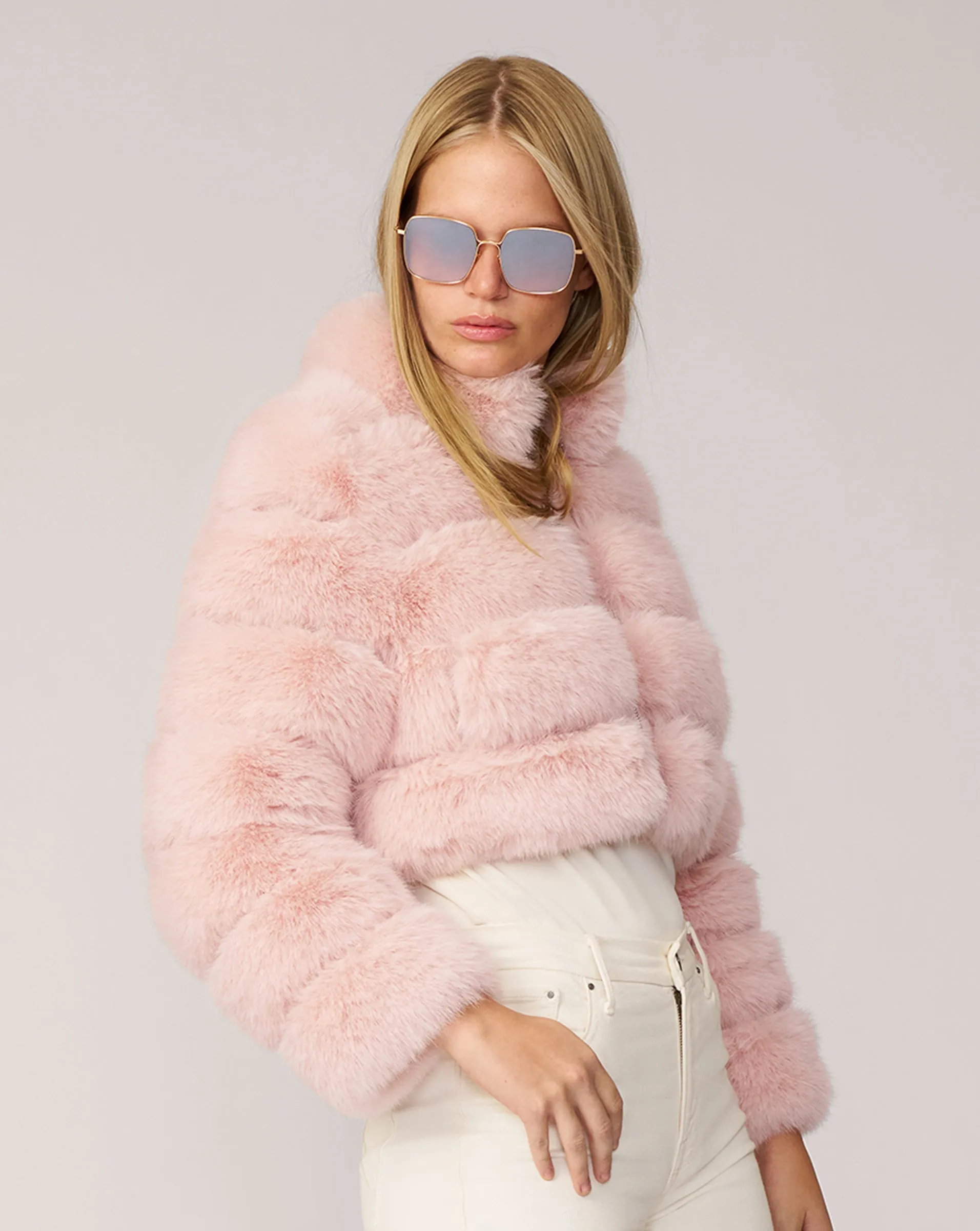High Collar Fox Faux Fur Jacket sold by Adrienne Landau product image thumbnail 5