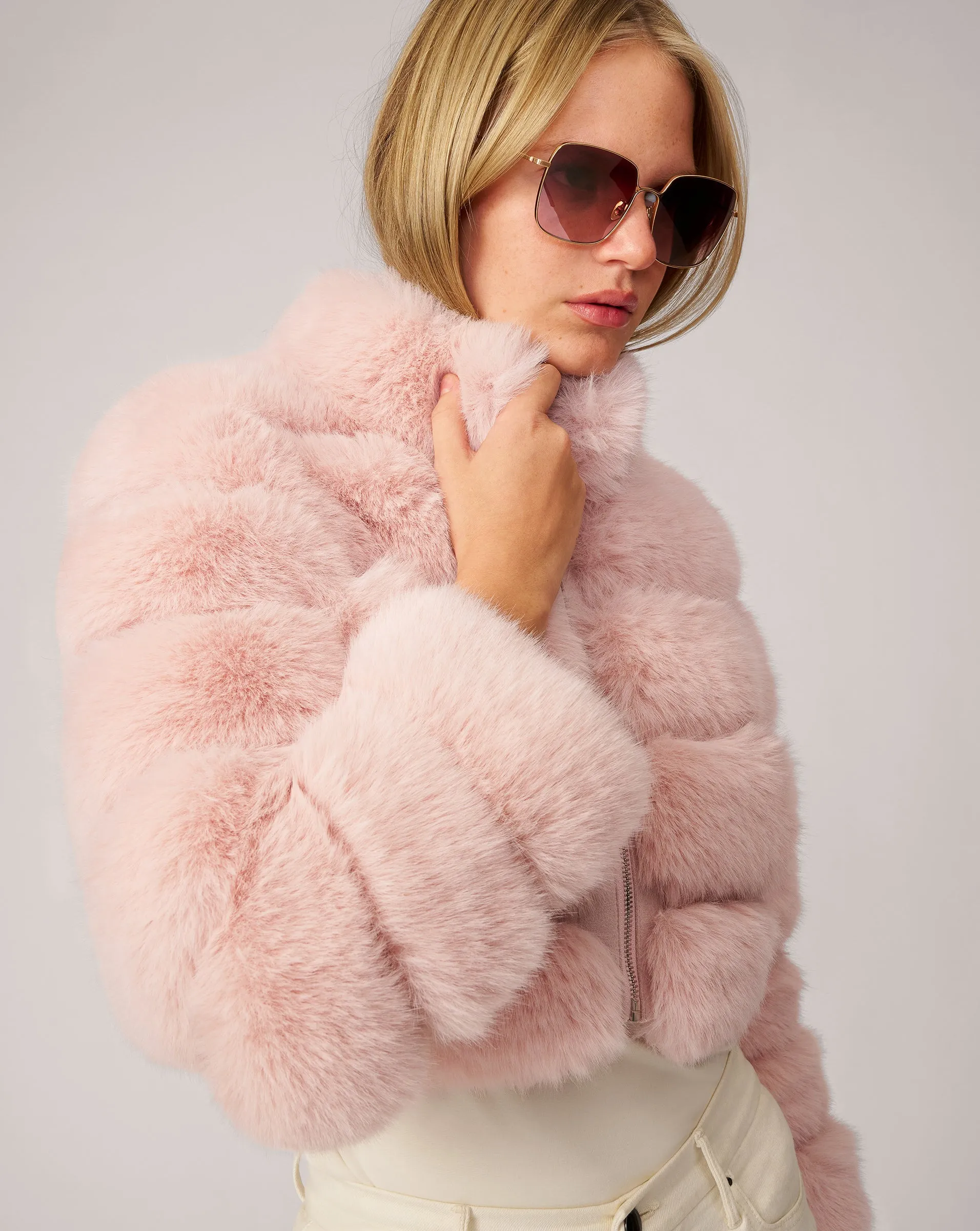 High Collar Fox Faux Fur Jacket sold by Adrienne Landau product image thumbnail 2