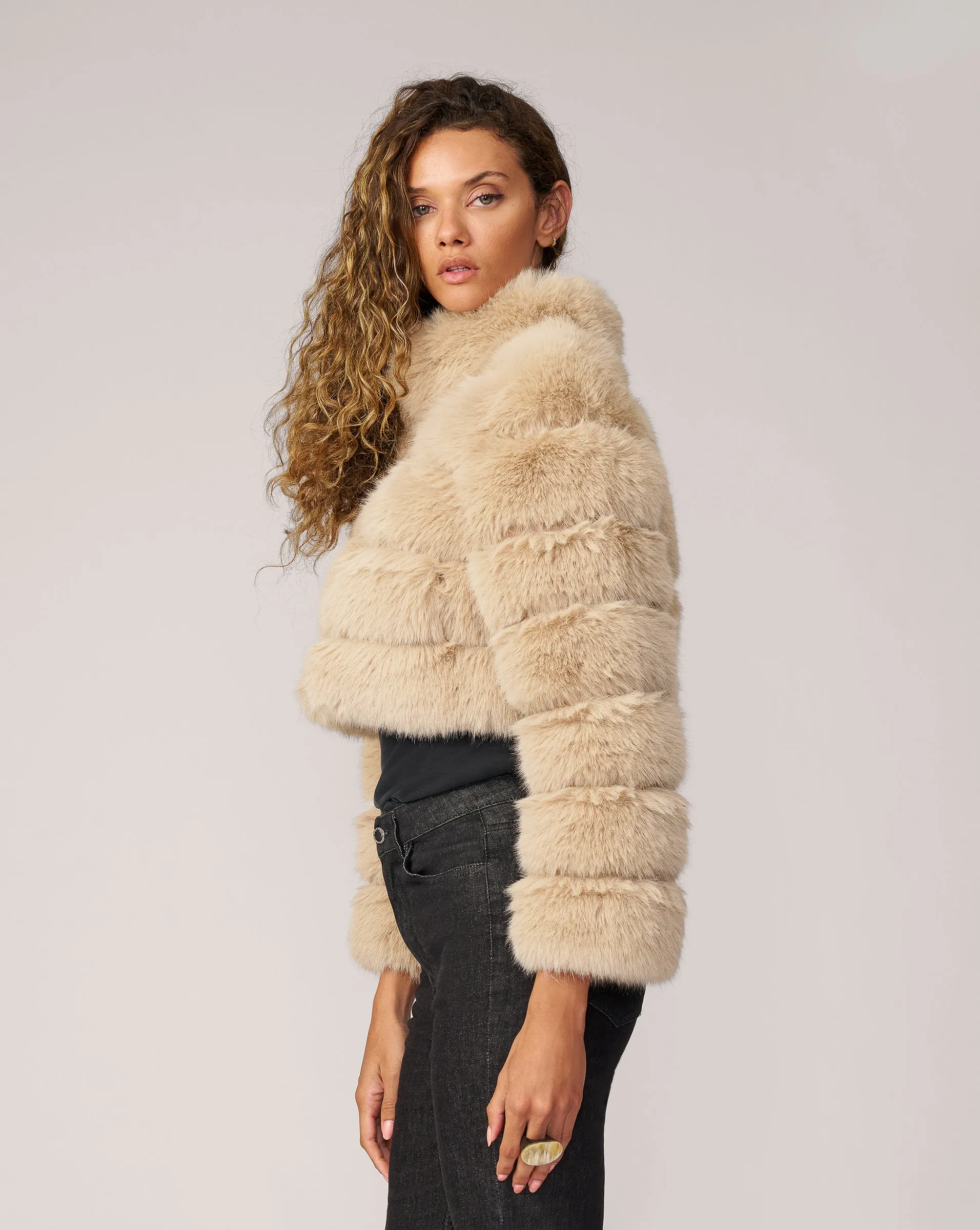 High Collar Fox Faux Fur Jacket sold by Adrienne Landau product image thumbnail 3