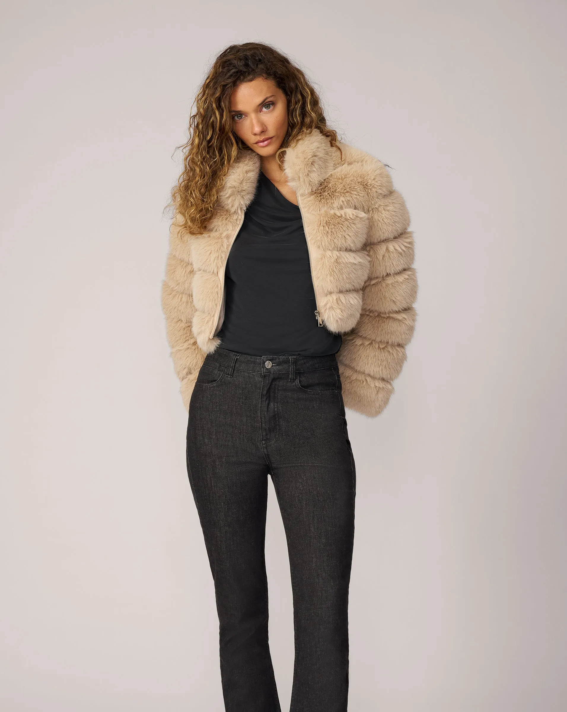 High Collar Fox Faux Fur Jacket sold by Adrienne Landau product image thumbnail 5