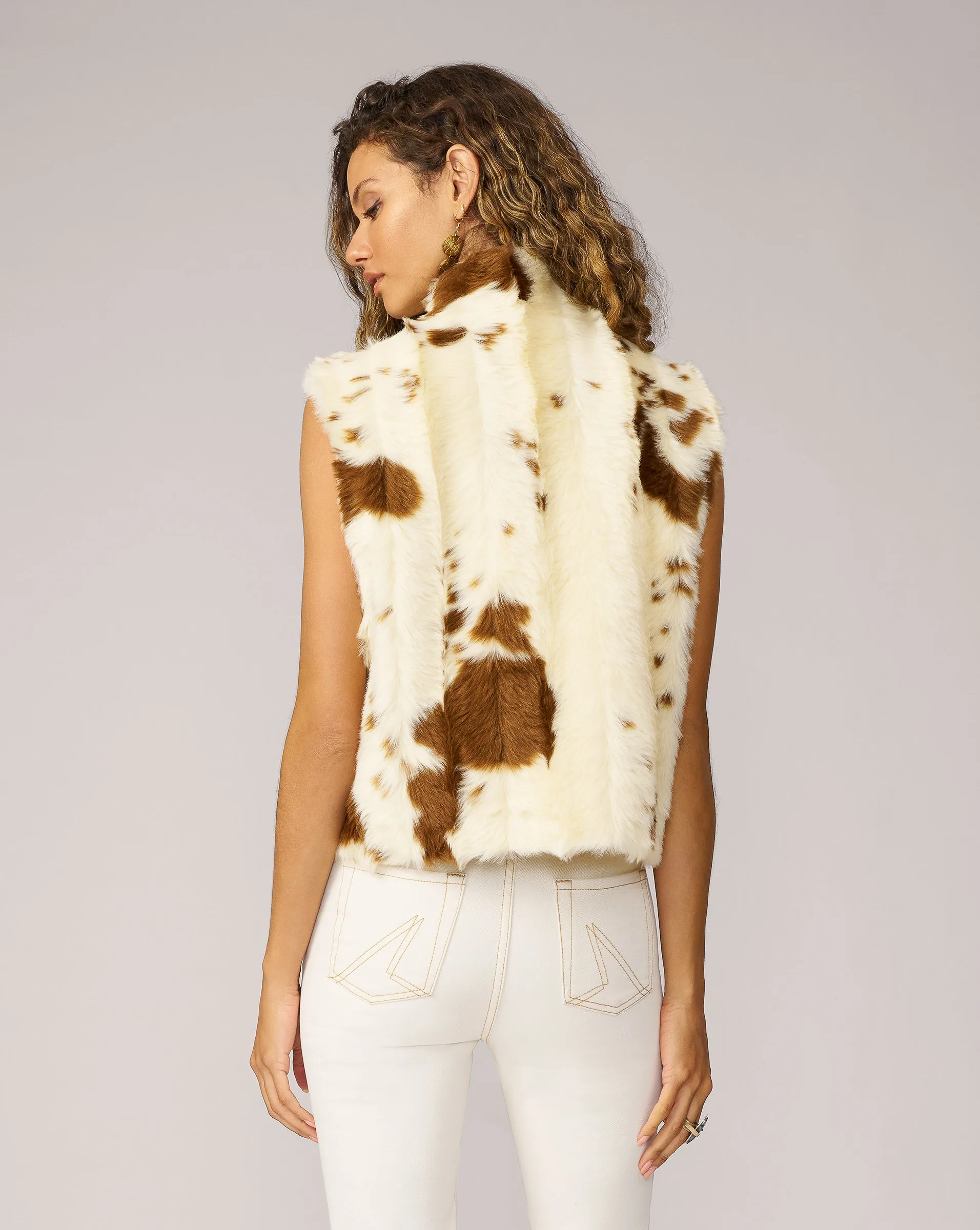 Cozy Cow Statement Faux Fur Vest sold by Adrienne Landau product image thumbnail 4