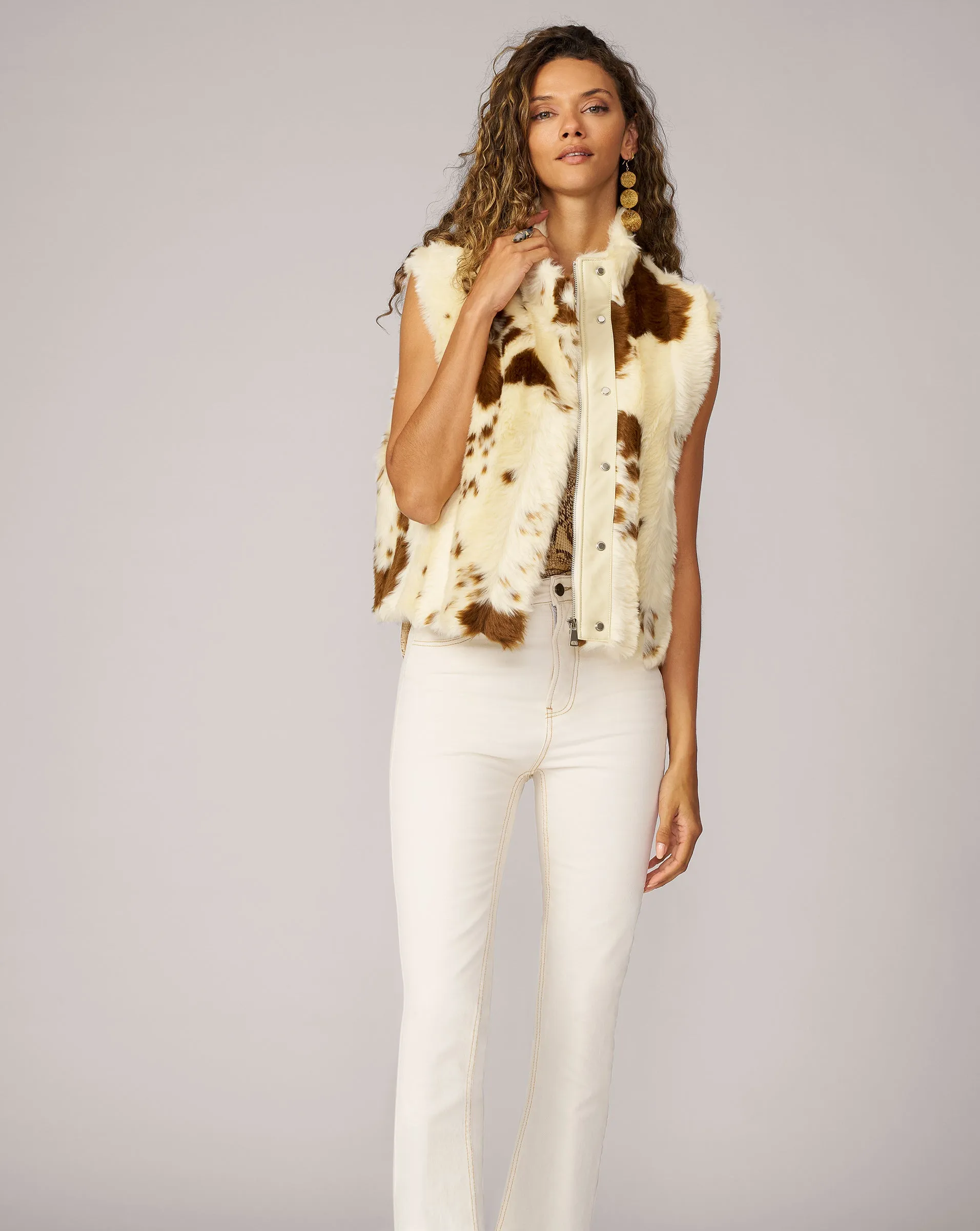 Cozy Cow Statement Faux Fur Vest sold by Adrienne Landau product image thumbnail 2