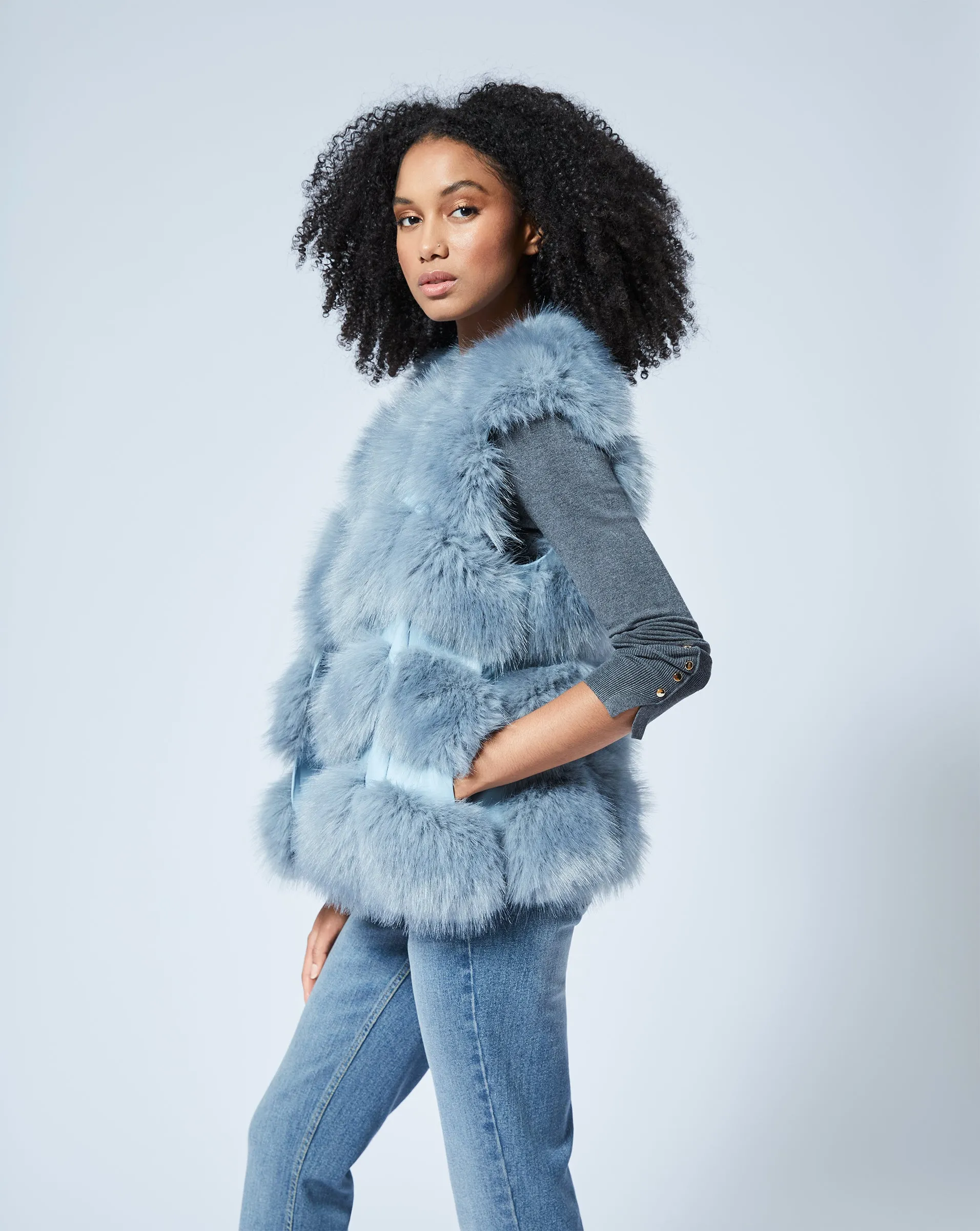 Faux Fur & Faux Leather Vest sold by Adrienne Landau product image thumbnail 2