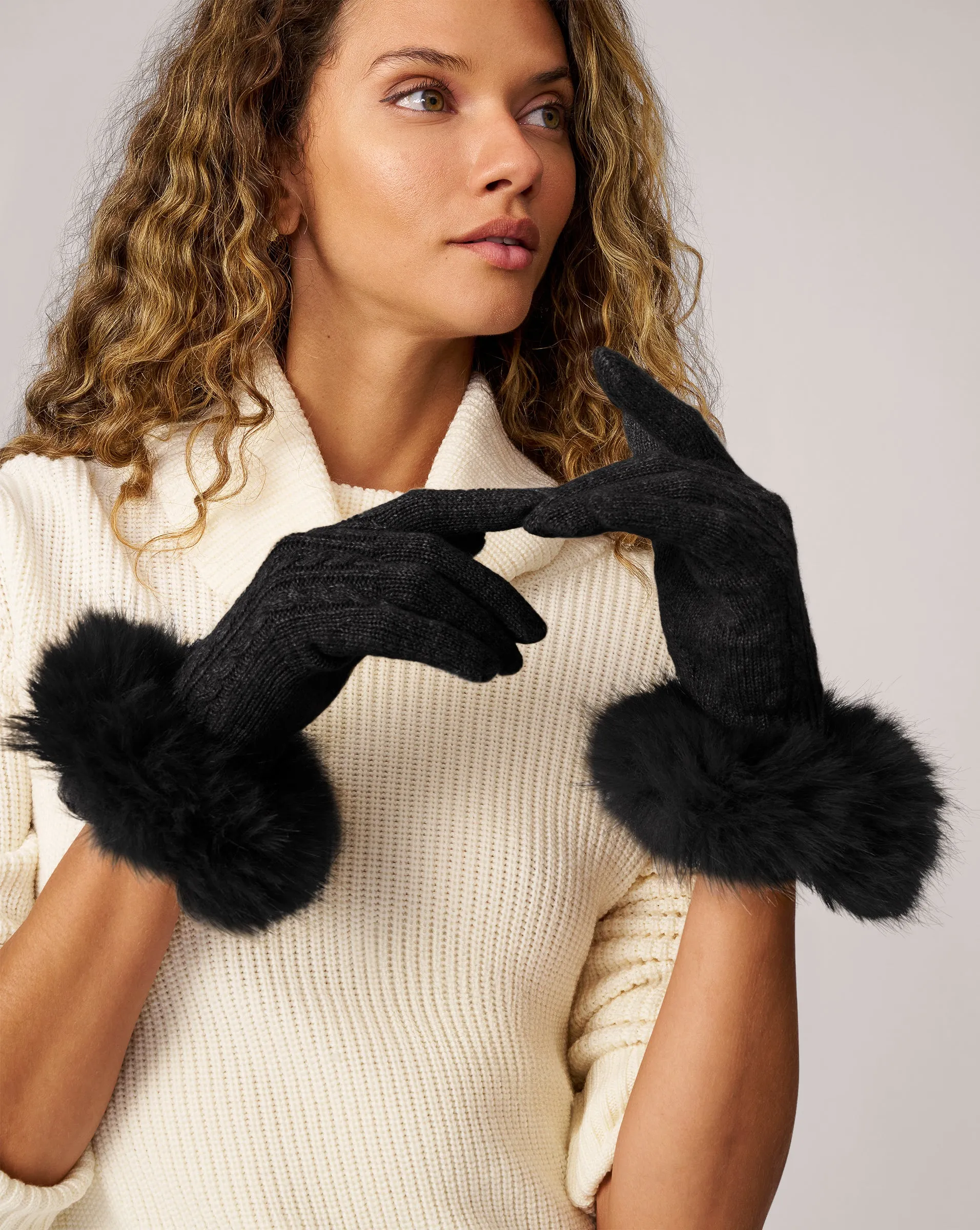 Cashmere & Fox Faux Fur Glove sold by Adrienne Landau product image thumbnail 4