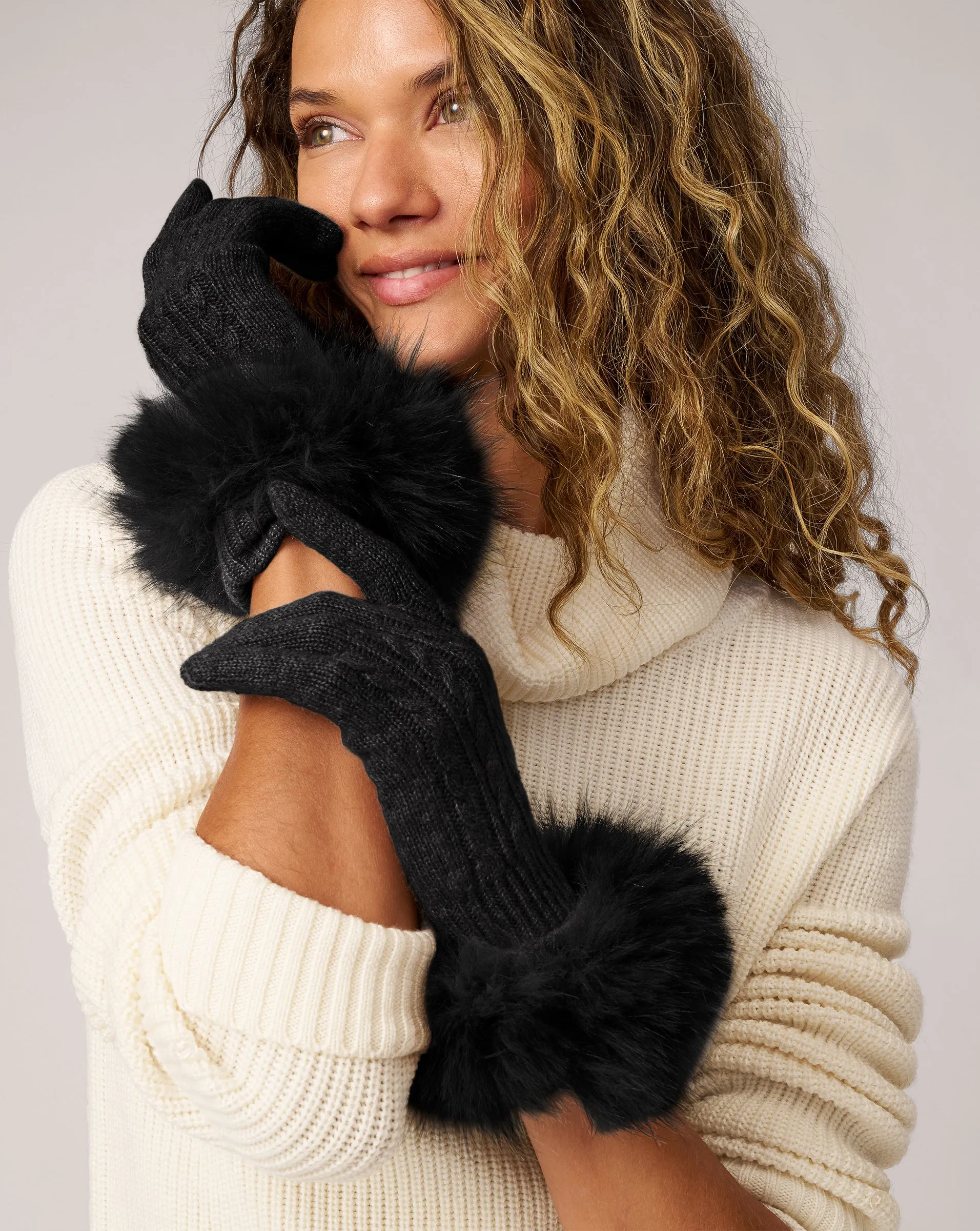 Cashmere & Fox Faux Fur Glove sold by Adrienne Landau