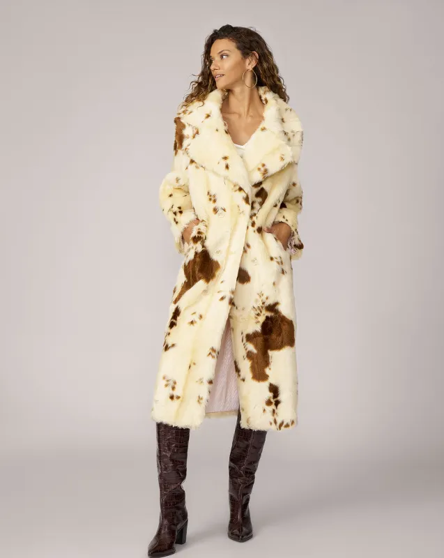Catherine Cozy Cow Print Faux Suede Coat sold by Adrienne Landau