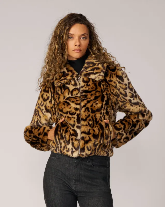 Emory Large Cheetah Faux Mink Jacket sold by Adrienne Landau