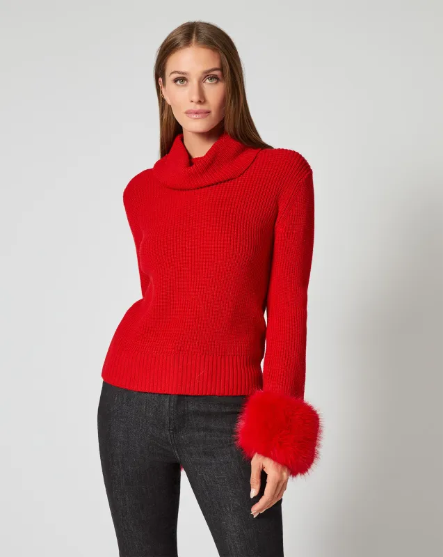 Alps Removable Faux Fur Turtleneck Sweater sold by Adrienne Landau