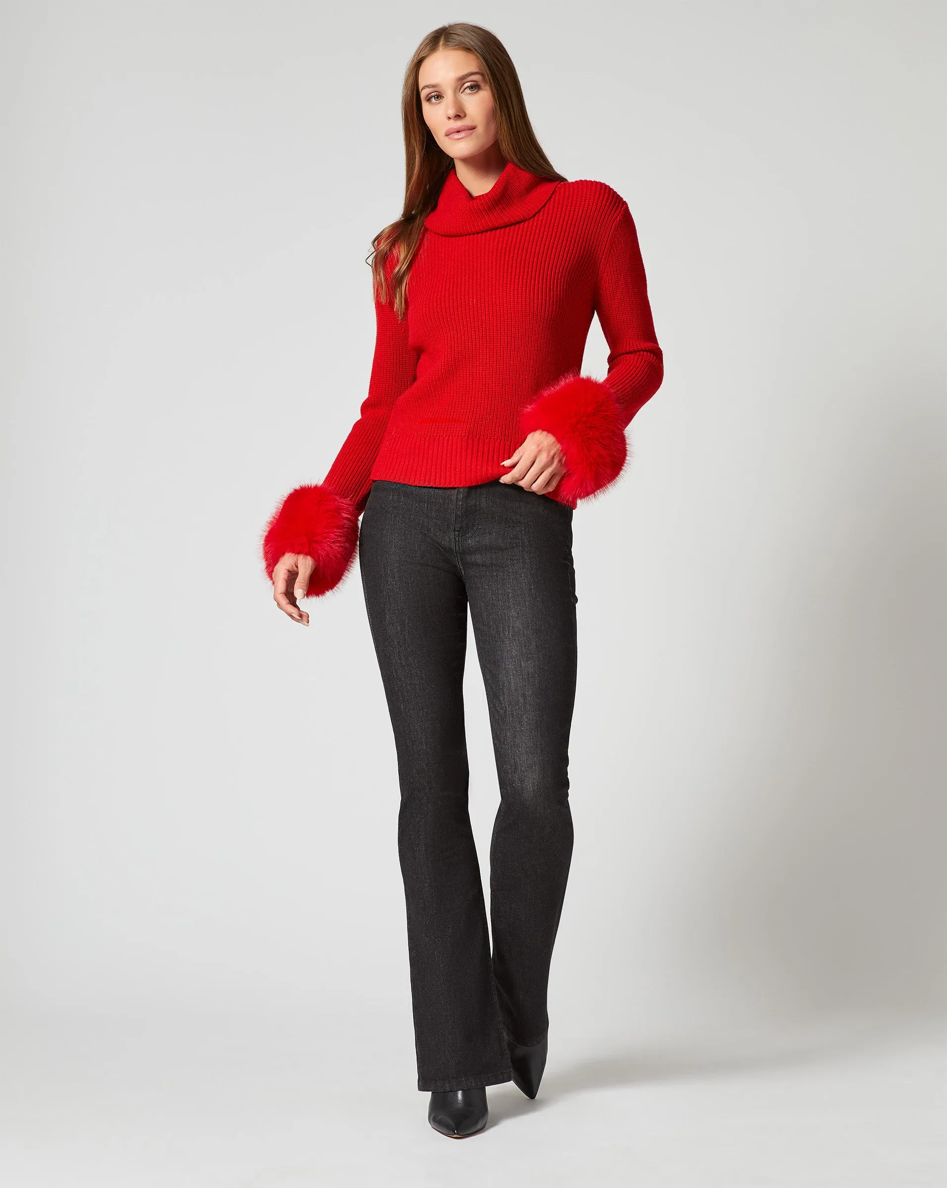 Alps Removable Faux Fur Turtleneck Sweater sold by Adrienne Landau product image thumbnail 5