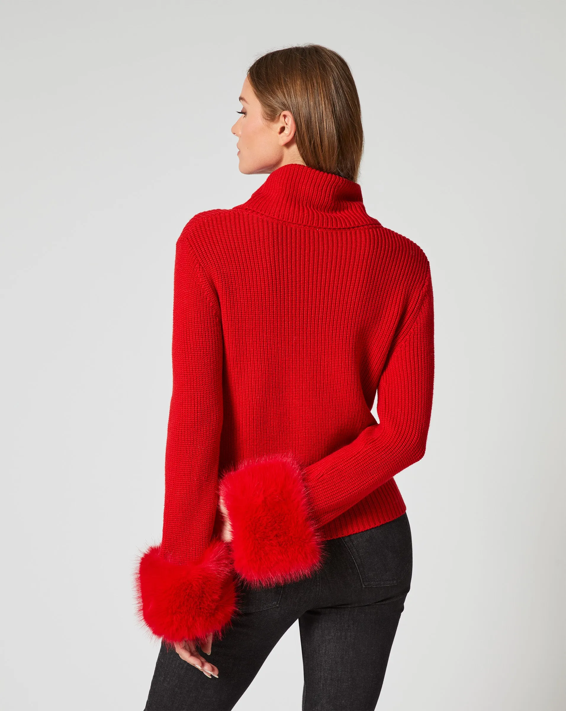 Alps Removable Faux Fur Turtleneck Sweater sold by Adrienne Landau product image thumbnail 3
